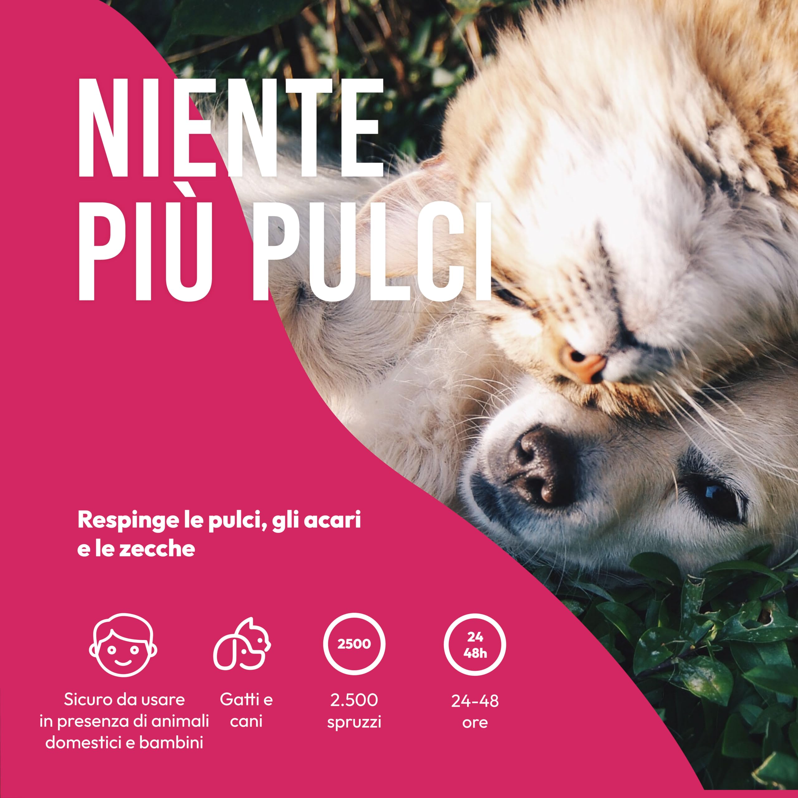 Petsly Spray Antipulci per Ambienti - 500ml - Non Macchia - Efficace Spray Antipulci Gatto e Cane ad Azione Rapida - Antizecche e Antiacaro per Casa, Auto, Mobili e Tessuti