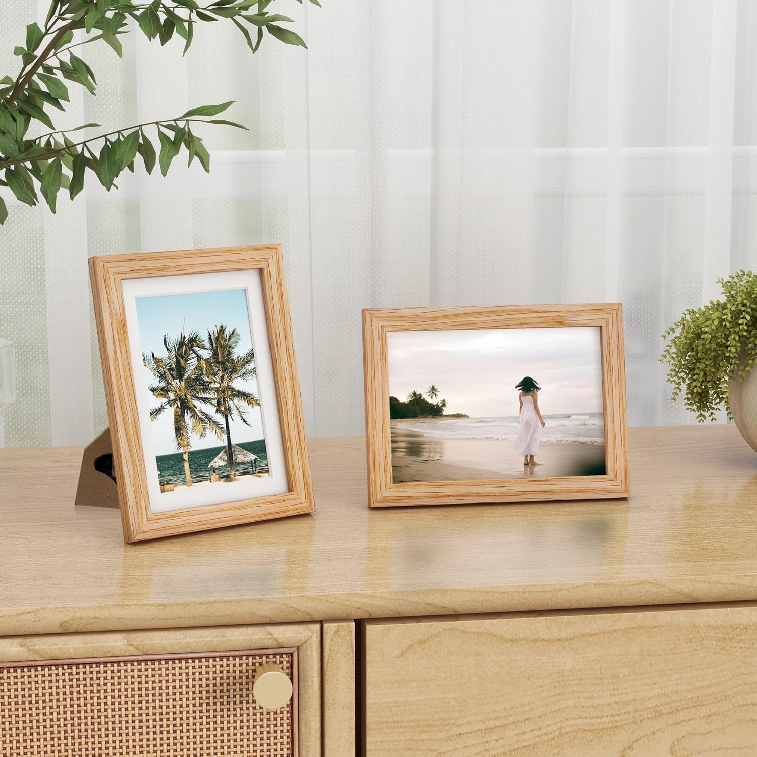 fun memories 5x7 picture frame, solid oak wood 5 x 7 frame with plexiglass, 5 by 7 photo frame for wall & tabletop display, 5x7 picture frame matted to 4x6, natural oak color, 1 pack oak 5x7 - 1p