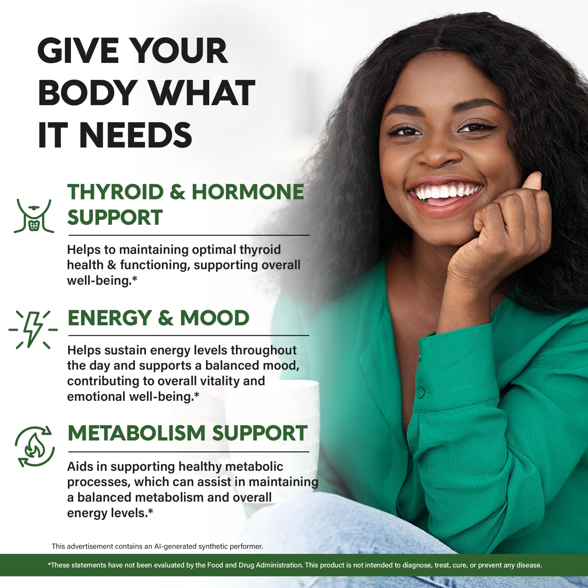 Thyroid Support for Women - Selenium | Zinc & Iodine | L-Tyrosine - 60 Caps — Amazon image 3