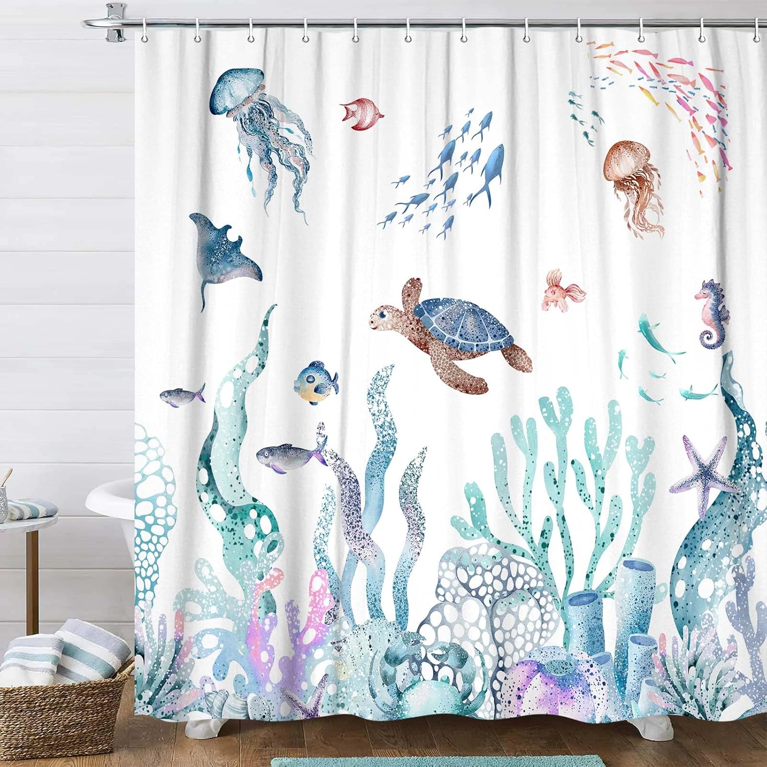 Funny Cat Shower Curtain, Cool Riding Dinosaur on Fantasy Galaxy Space Cute Hilarious Outer Universe Anime Fabric Boys Girls Curtain for Bathroom with 12PCS Hooks, 70X85IN Pink