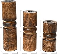 Vista 3 de Main + Mesa Juego de 3 portavelas cónicos apilados de madera