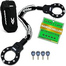 WIDDER Sicheres Handschellenschloss [80cm lang, 4 Schlüssel, 8mm Massiv Stahl] E Scooter Schloss mit Tasche – Handschellen Schloss für e Roller & Fahrrad - Fahrradschloss, e-scooter & e bike lock