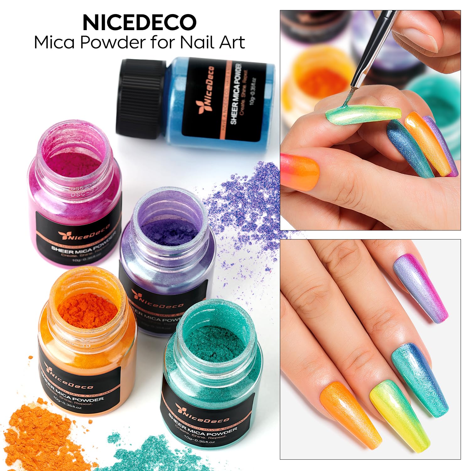 Nicedeco Mica Powder, Polvere Di Mica 24 Colori Pigmento Di Resina Pigmenti per Resina Epossidica, Coloranti per Candele, Smalto Gel Unghie UV, Nail Art Progetti DIY