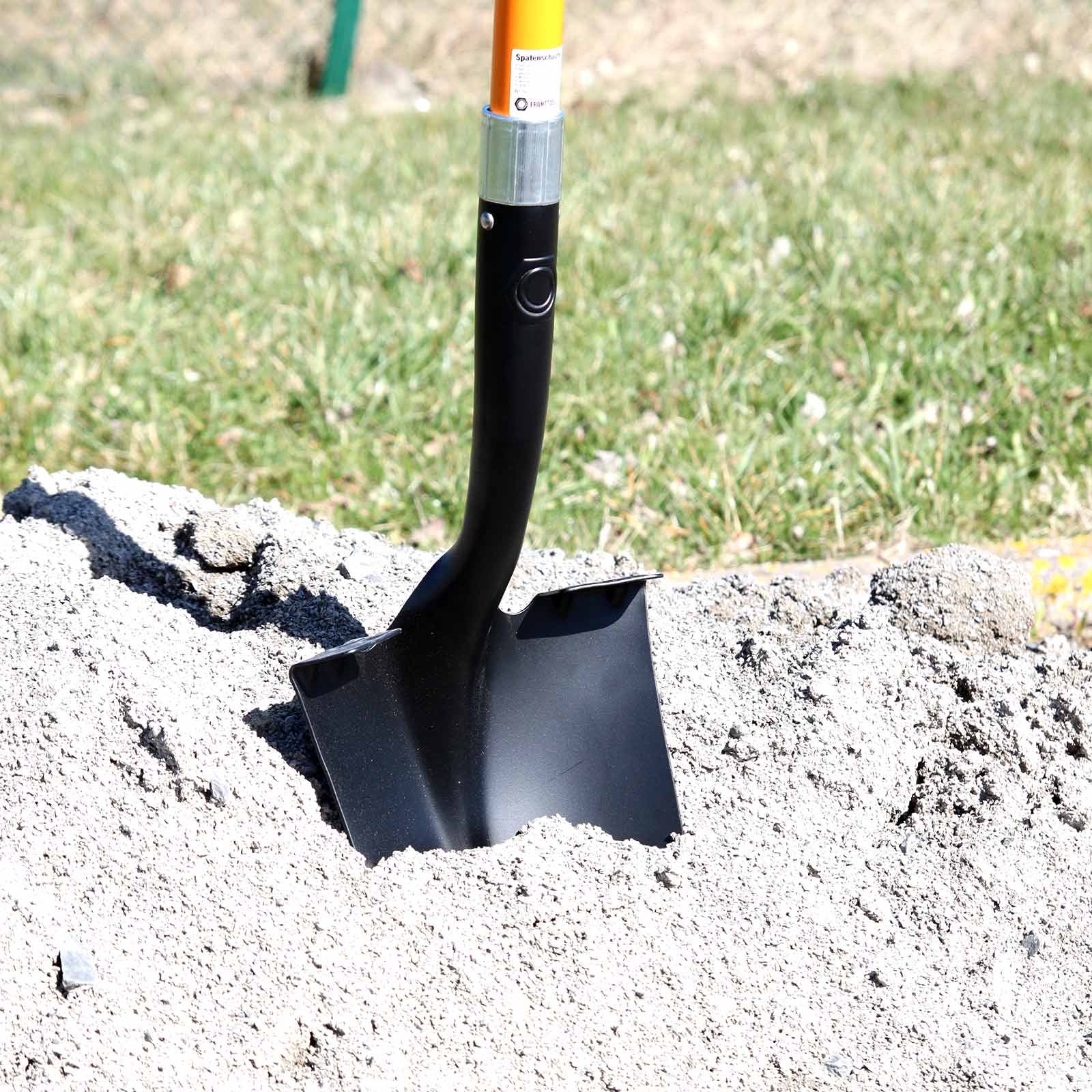FRONTTOOL Spatenschaufel 3er Set | Amerikanische Form 2-in-1 Gartenwerkzeug | Schaufelblatt aus gehärtetem Kohlenstoffstahl | Wellenschliff für harte Böden | 1,2 m Fiberglas-Stiel | Profi-Qualität