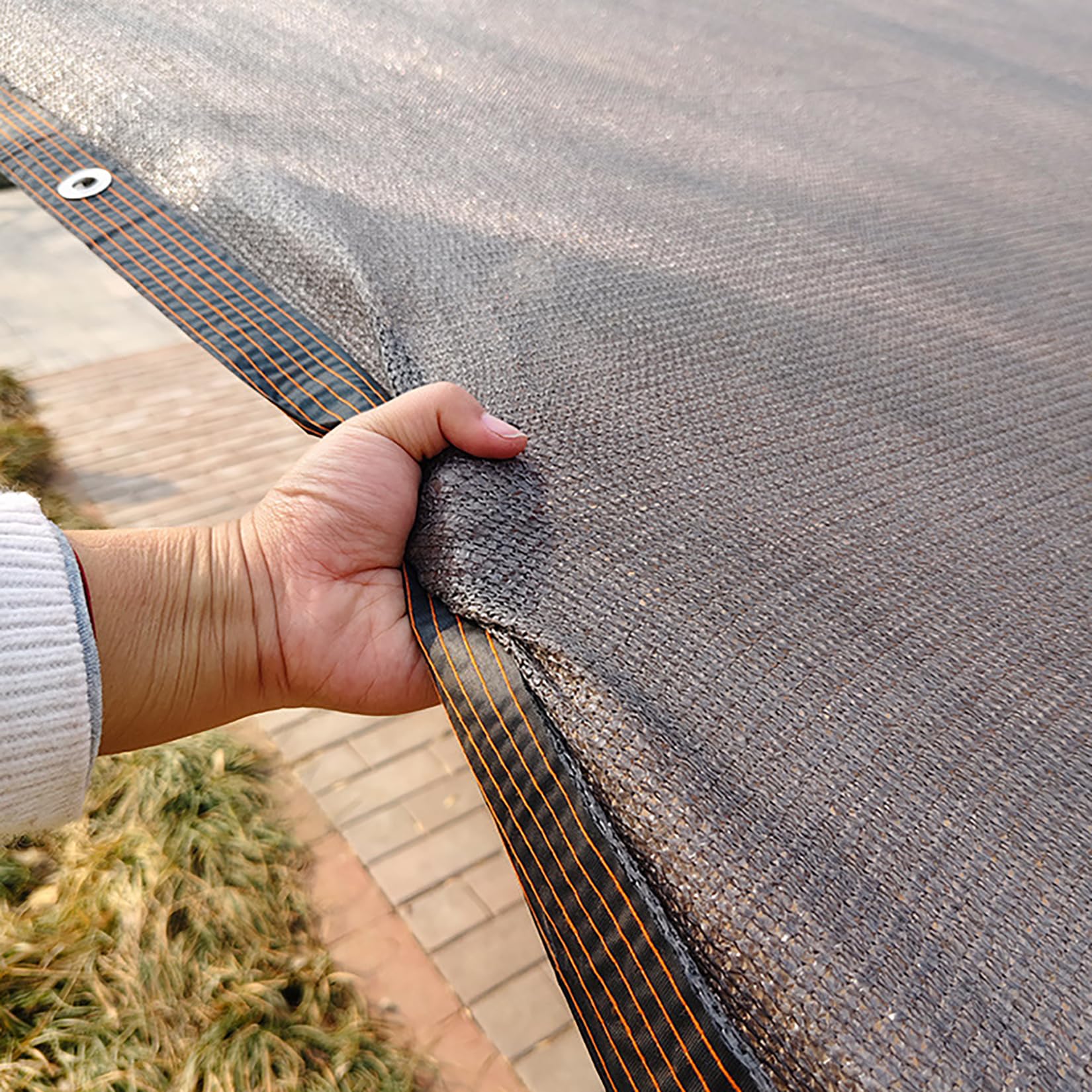 4x8m Filet D'Ombrage Gris Voile d'ombrages Rectangulaire,PEHD Tissu | D'ombrage avec Oeillets,Protection solaire/Respirable/Coupe-Ventpour La Couverture Pour Serre,Terrasse,Plantes,Jardin