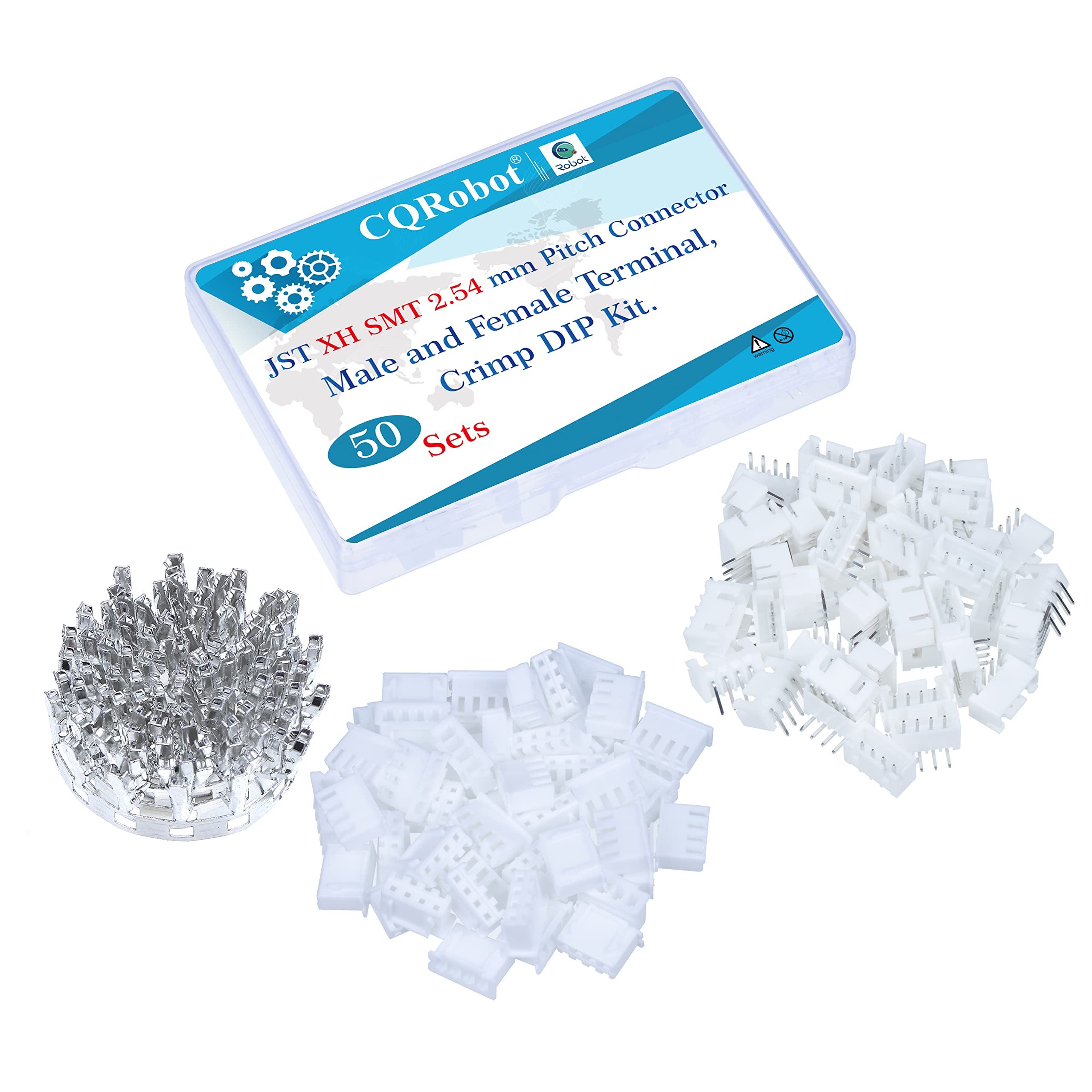 CQRobot JST Rouge XH 2,54 Mm Pas 4-Broches Connecteurs IC Fiches Mâle, Prises Femelle Boîtier Et T Forme Sertir Borne. 50 Ensembles/300 Pièces Assemblage De Câble Adaptateur Fil à Carte