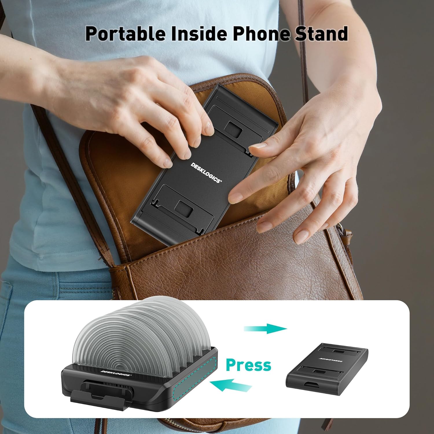 Vertical Laptop Stand for Desk, Patented Laptop Organizer Stand Multiple Rack Holder w/ 6 Dividers, Portable Phone Stand, 360° Rotating Base, Compatible w/MacBooks iPhones iPads Tablets Black image 3 of 8 B0CJDYP8S6