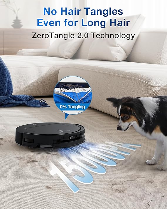 ECOVACS DEEBOT T50 PRO Omni Robot Vacuum & Mop، 3.19 بوصة نحيف للغاية، شفط قوي 15000 باسكال، ZeroTangle 2.0، TruEdge Edge Cleaning، AIVI 3 D Avoidance، ذاتي التفريغ، ممسحة تلقائية للغسيل والتجفيف