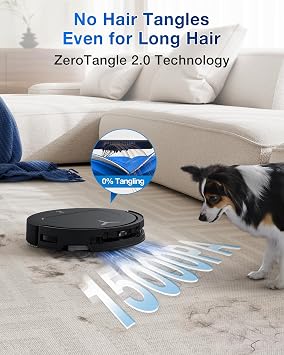 ECOVACS DEEBOT T50 PRO Omni Robot Vacuum & Mop، 3.19 بوصة نحيف للغاية، شفط قوي 15000 باسكال، ZeroTangle 2.0، TruEdge Edge Cleaning، AIVI 3 D Avoidance، ذاتي التفريغ، ممسحة تلقائية للغسيل والتجفيف