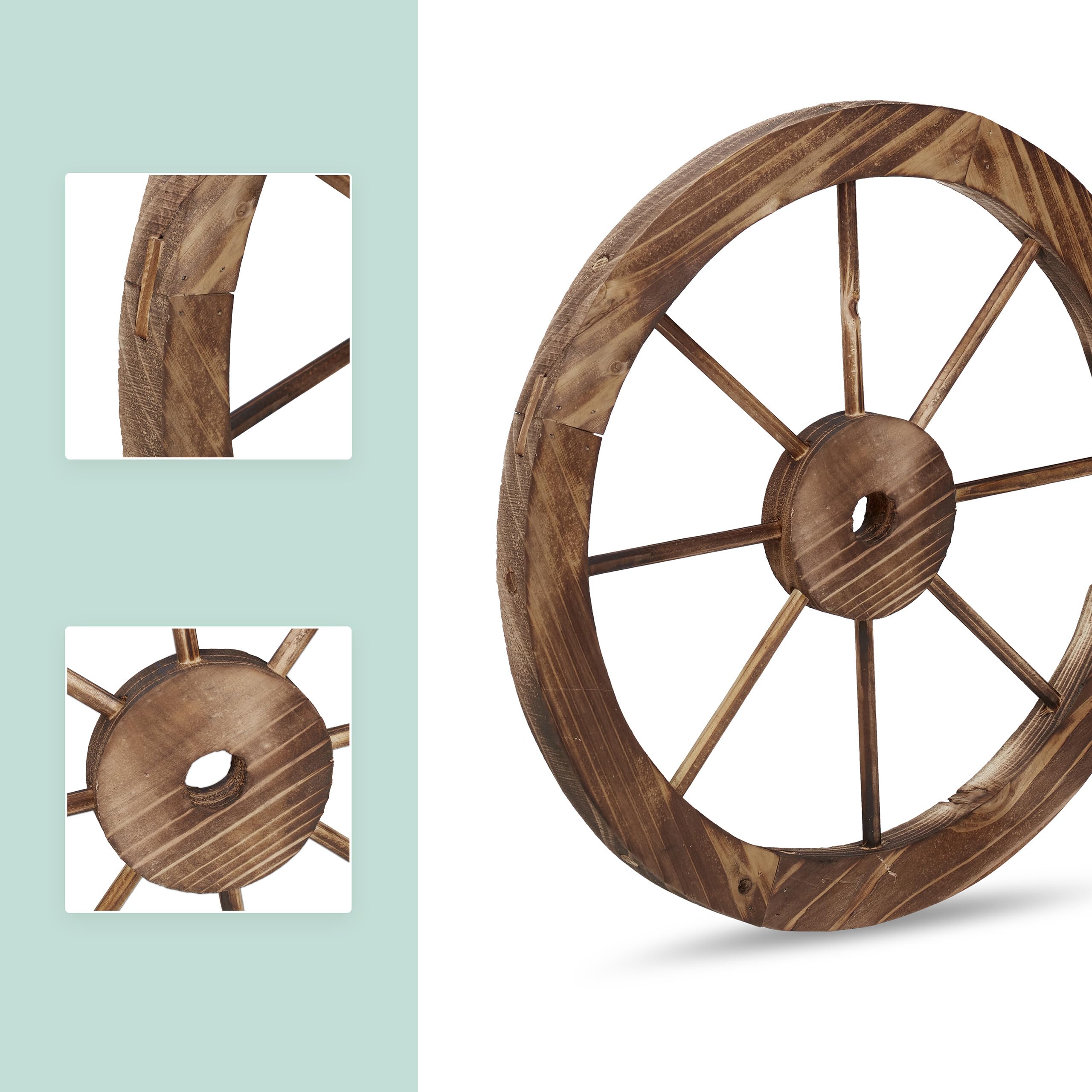 Relaxdays Roue décorative, lot Pratique de 2, Bois de Sapin, Design Rustique, pour Le Jardin ou la terrasse, Marron