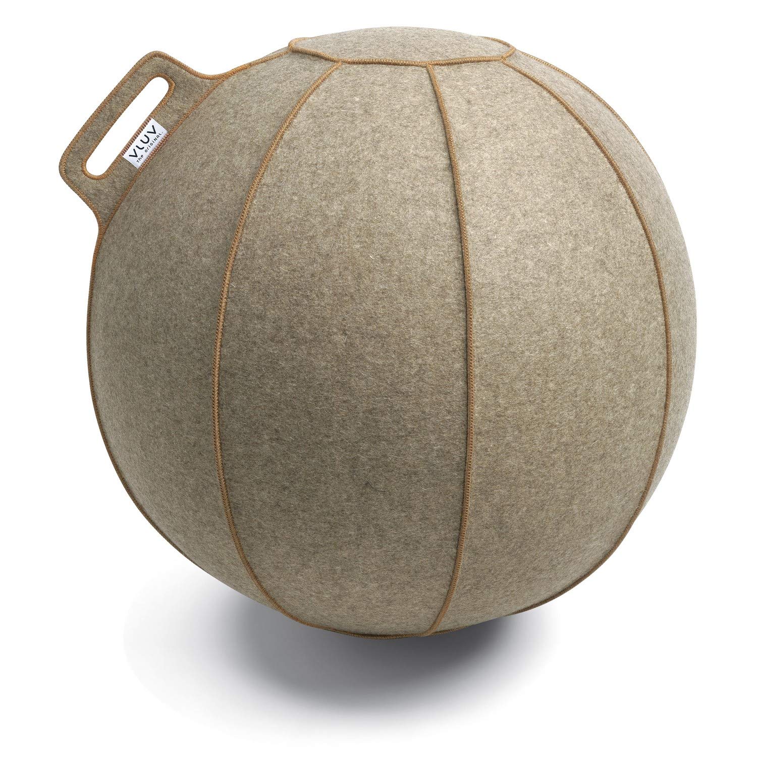 VLUV Palla da Seduta in Stoffa LEIV, Sedile ergonomico per casa e Ufficio, Colore: Stone (Beige), 60cm - 65cm, Stoffa per Rivestimento mobili, Robusta e indeformabile, con Maniglia