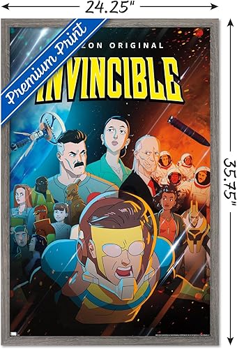 Miniatura 3 de Trends International Invincible - Póster de pared de una hoja, 34 pulgadas de largo x 22.4 pulgadas, versión enmarcada en madera de granero