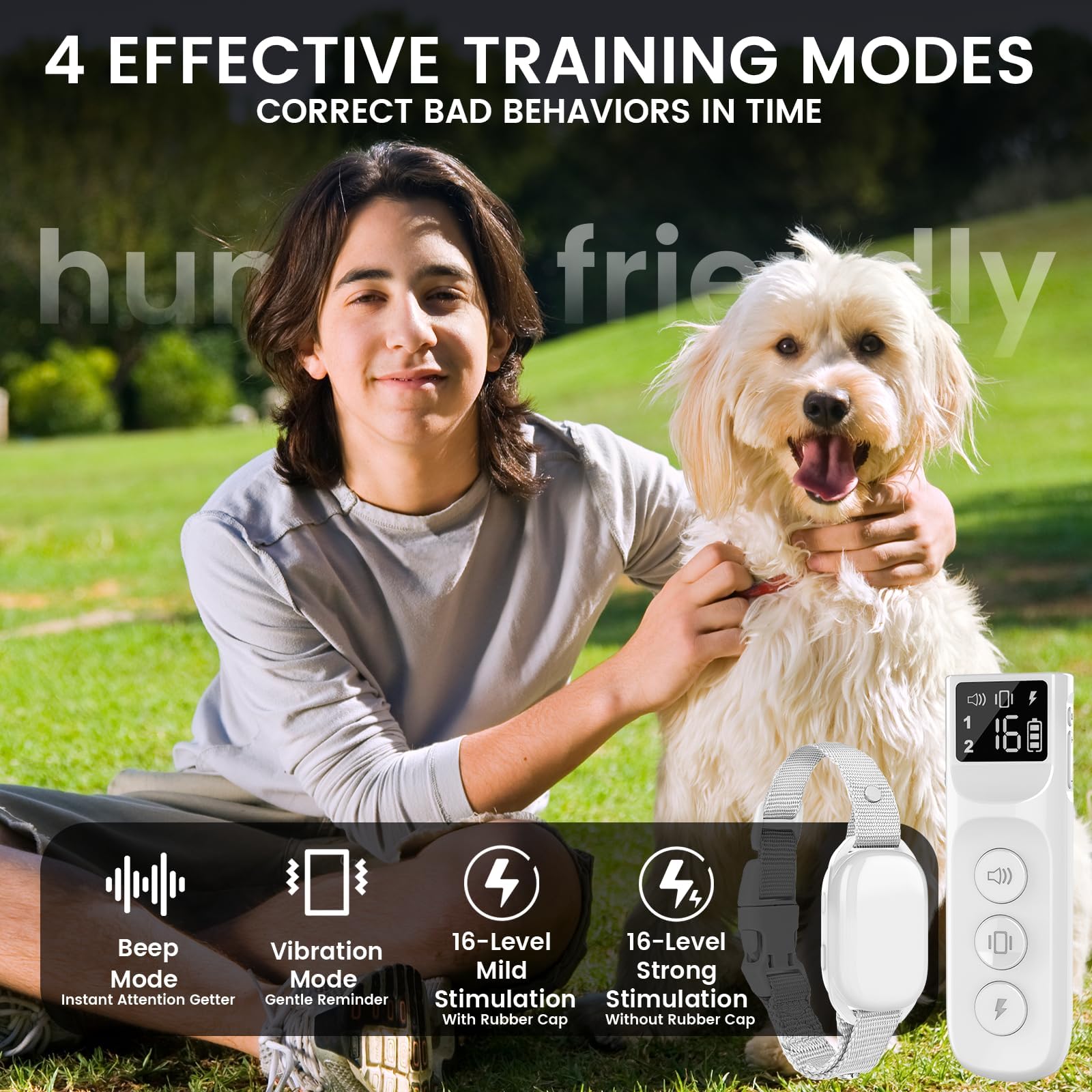 Dog Bark Collar - Rechargeable Remote Anti-Bark Training Collar with Beep/Tactile Modes, 16 Sensitivity Levels, 3300Ft Range, 2-Channel Memory - Humane for All Dog Breeds