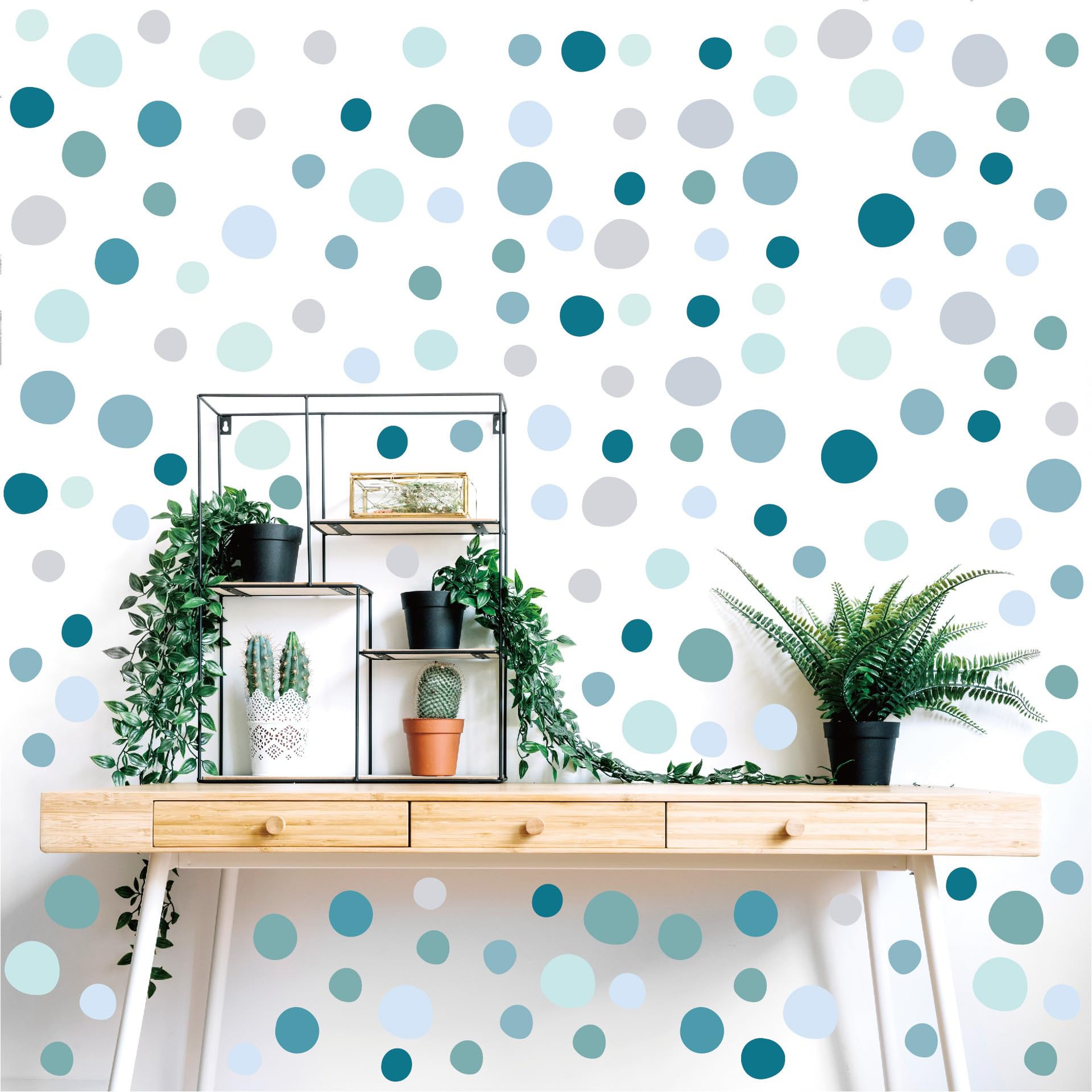 Blue Polka Dot Wall Decals,10 Sheets 300PCS Peel and Stick Wall Stickers,Removable Vinyl Dots Decals with Ocean Tone Wall Art Decor for Living Room,Bedroom,Bathroom,Dorm,DIY Home Wall Decoration