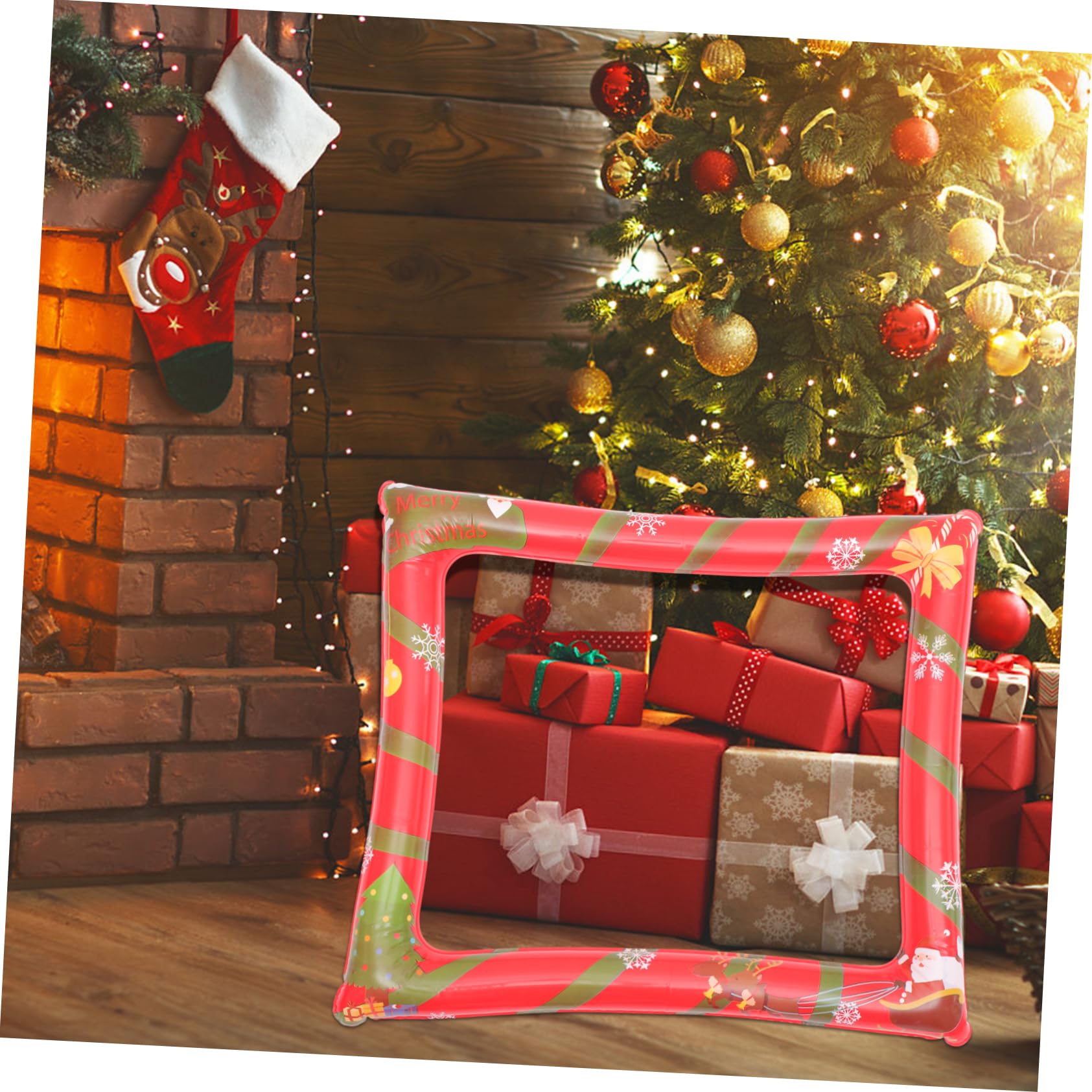 2pezzi Cornice per Foto di Natale in Pet Cornice Gonfiabile per Foto Accessorio per Cabina Fotografica per Feste e Decorazioni