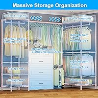 Vista 3 de E10L - Perchero en forma de L para esquina (con barra de suspensión expandible), resistente y independiente para colgar ropa, perchero portátil