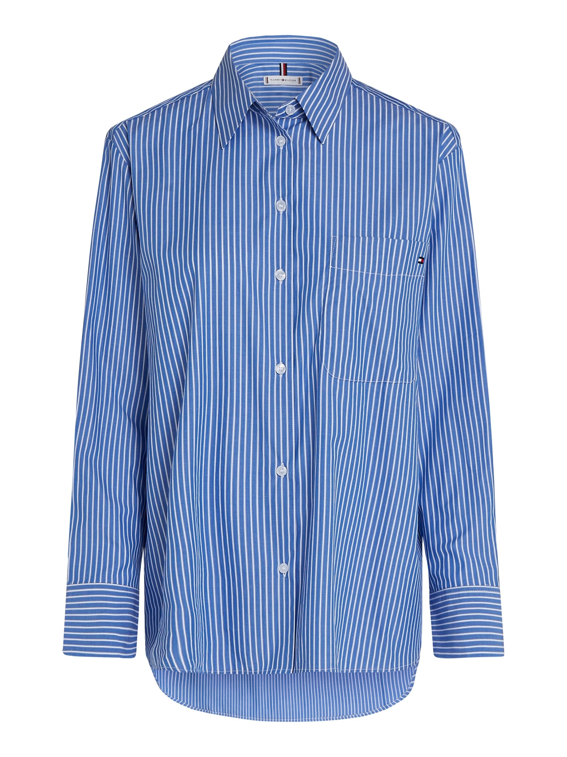 Tommy Hilfiger Damska koszulka ESS POPLIN Easy FIT WW0WW45612 L/S, niebieska, 40, Niebieski (Niebieski Stp), 66