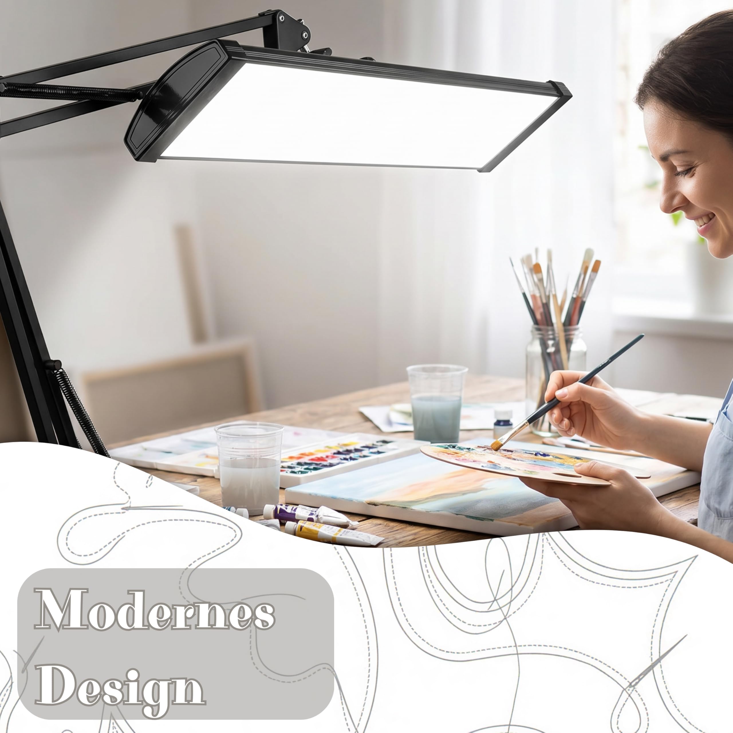 SEMPLIX LED Arbeits-Tischlampe mit 540 LEDs – dimmbar & augenschonend – 5 Lichtstufen – flexibel dreh- & schwenkbar – mit Tischklemme