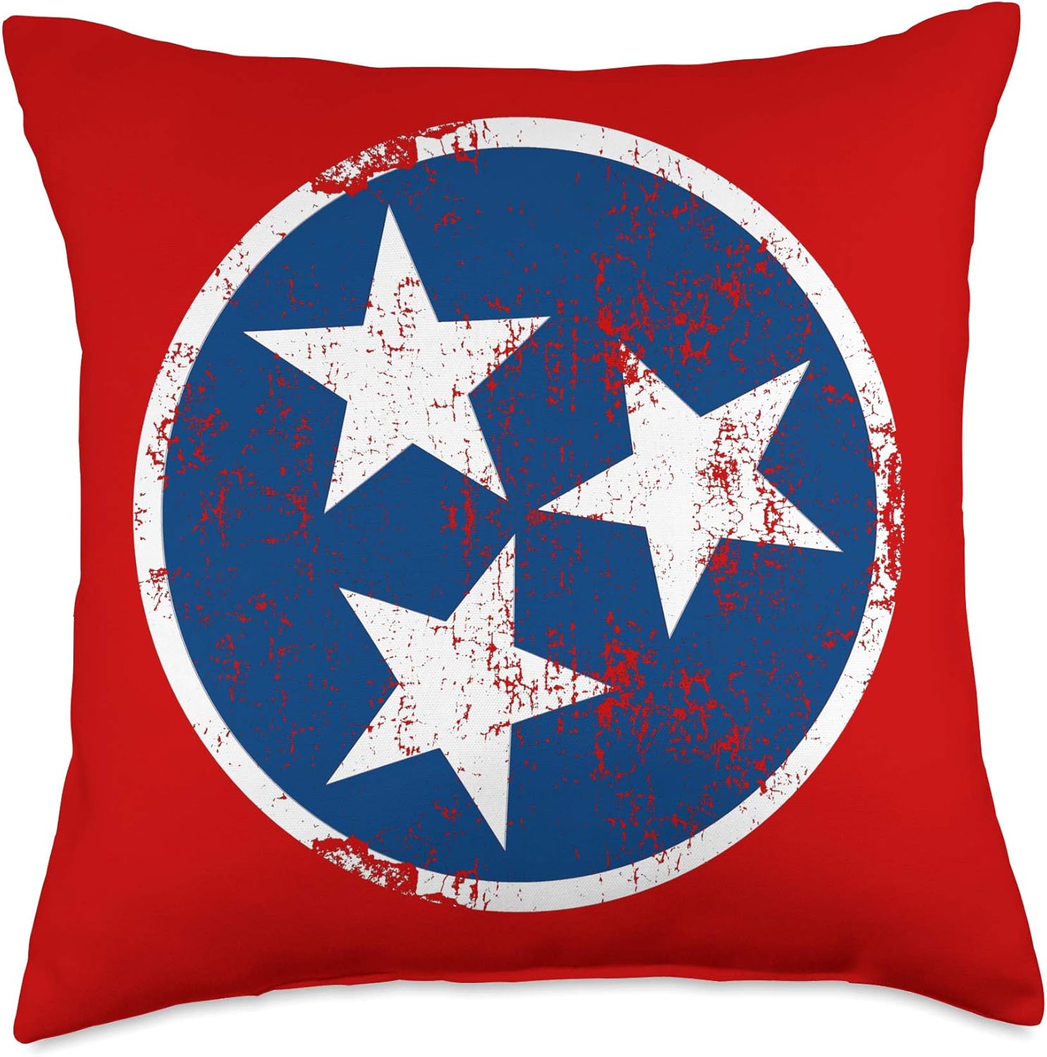 Distressed 3 Star TN Blue and White Tennessee State Flag Throw Pillow