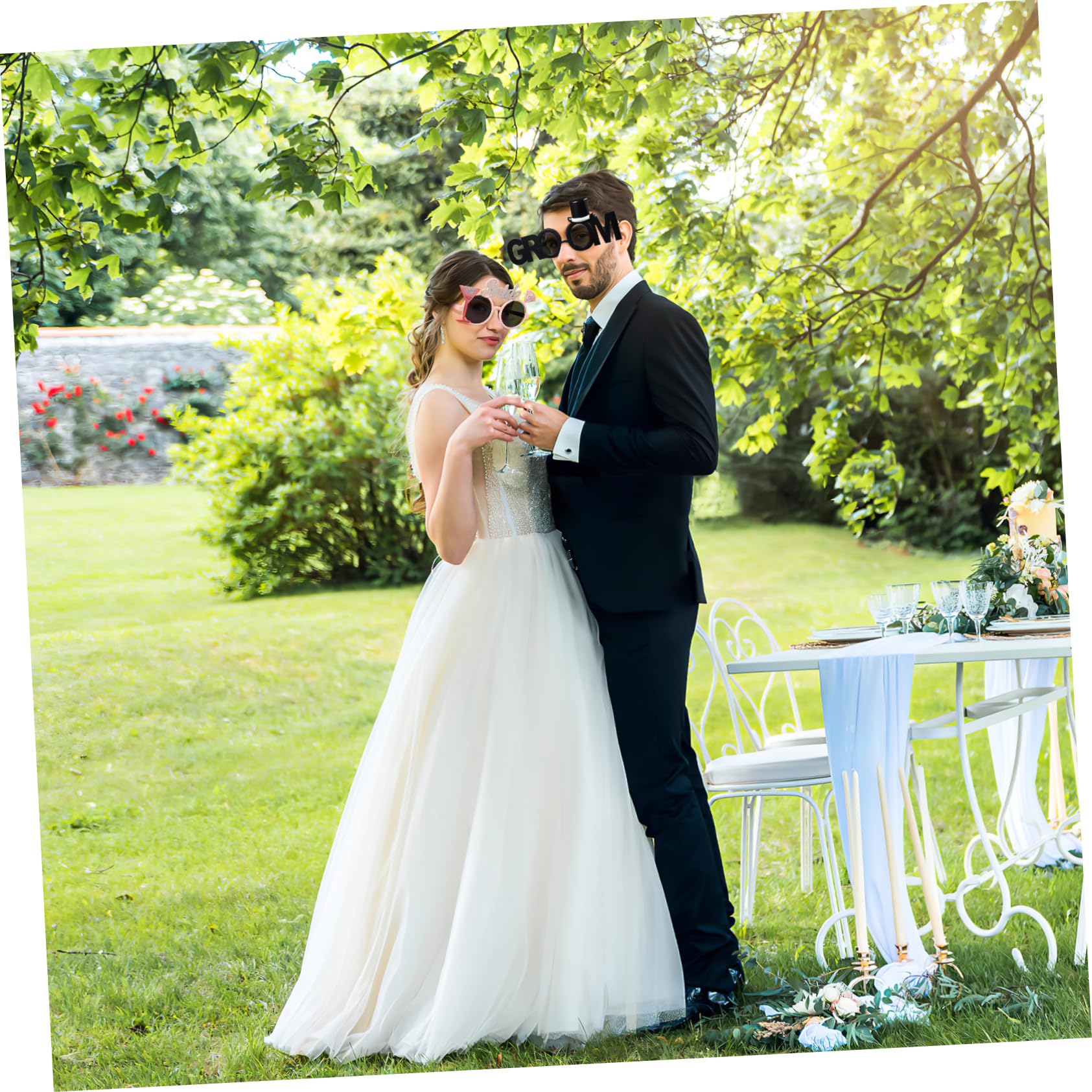 5 Sätze Braut Bräutigam Brille Wein Party Gläser Für Die Hochzeitsdusche Bräutigam Sonnenbrille Für Hochzeit Hochzeitsbrille Prop Requisiten Für Die Hochzeit Plastik 2 Stücke * 5