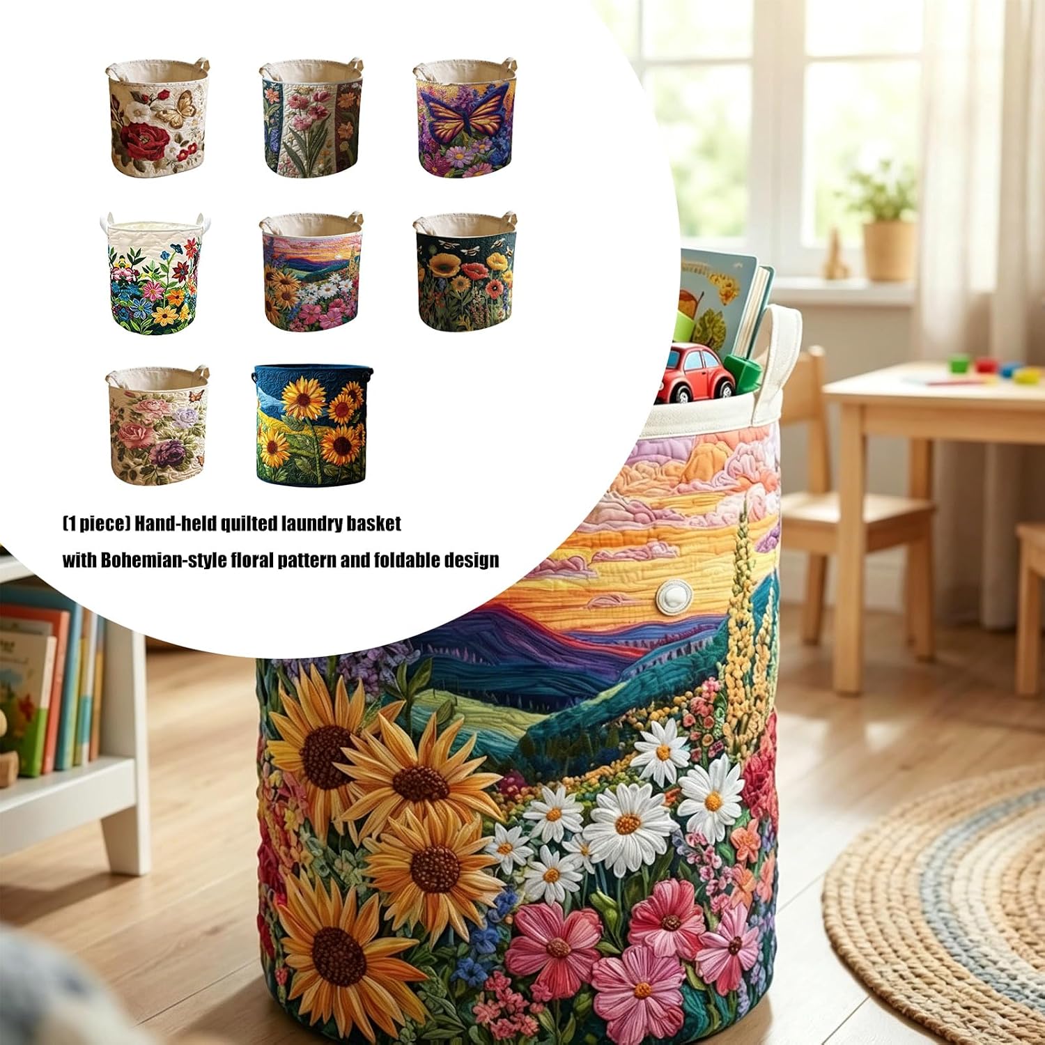 Portable Foldable Dirty Clothes Basket with Carry, Type 04 image 3