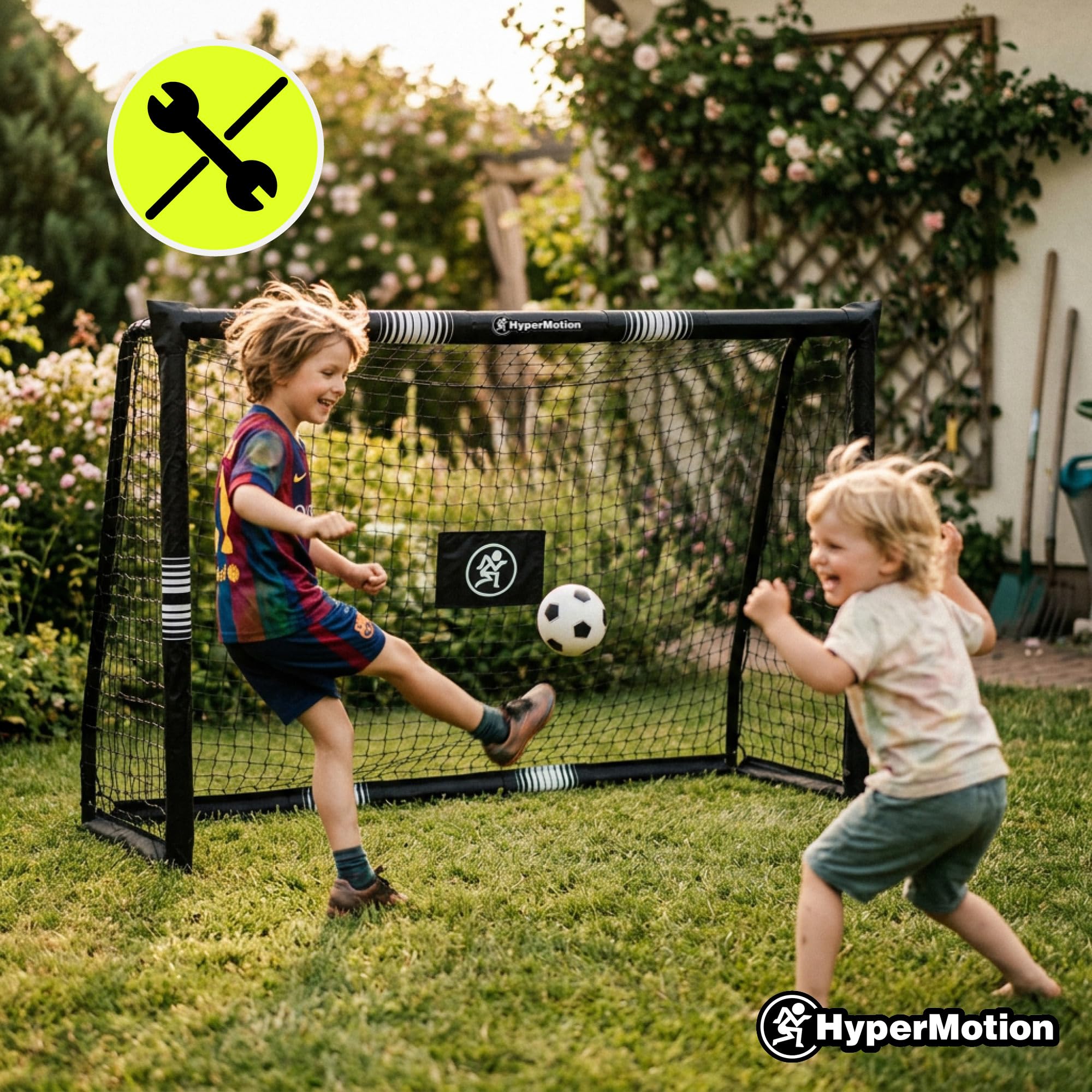 HyperMotion Bramka Piłkarska HYP90 GOAL BLACK S 180x120 cm – Stalowa Bramka do Piłki Nożnej dla Dzieci i Młodzieży, Czarna, Stabilna Konstrukcja do Ogrodu i Treningu
