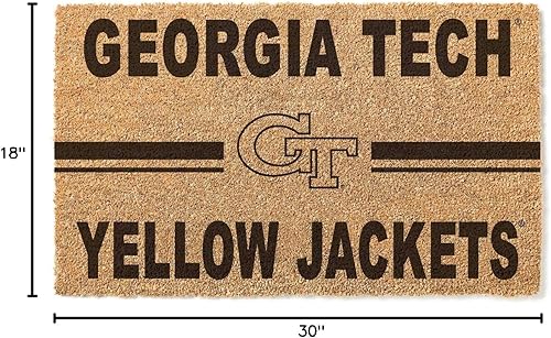 Miniatura 3 de KH Sports Fan Georgia Tech Yellow Jackets Logo Team Coir Felpudo (1063100239), marrón