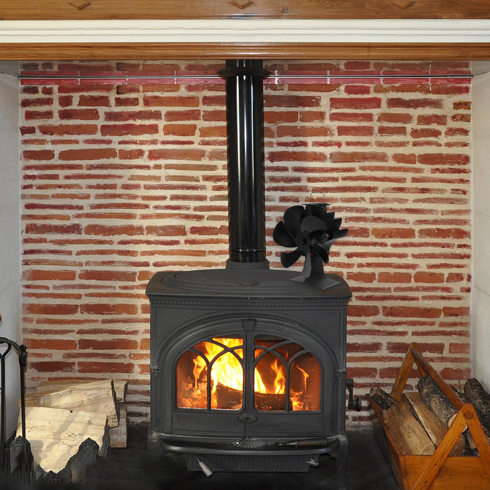 GALPADA Ventilatore per Stufa Legna Termoventilatore da Caminetto a 5 Pale in Lega di Alluminio, Silenzioso senza Elettricità, per Creare Un'atmosfera Estiva Confortevole