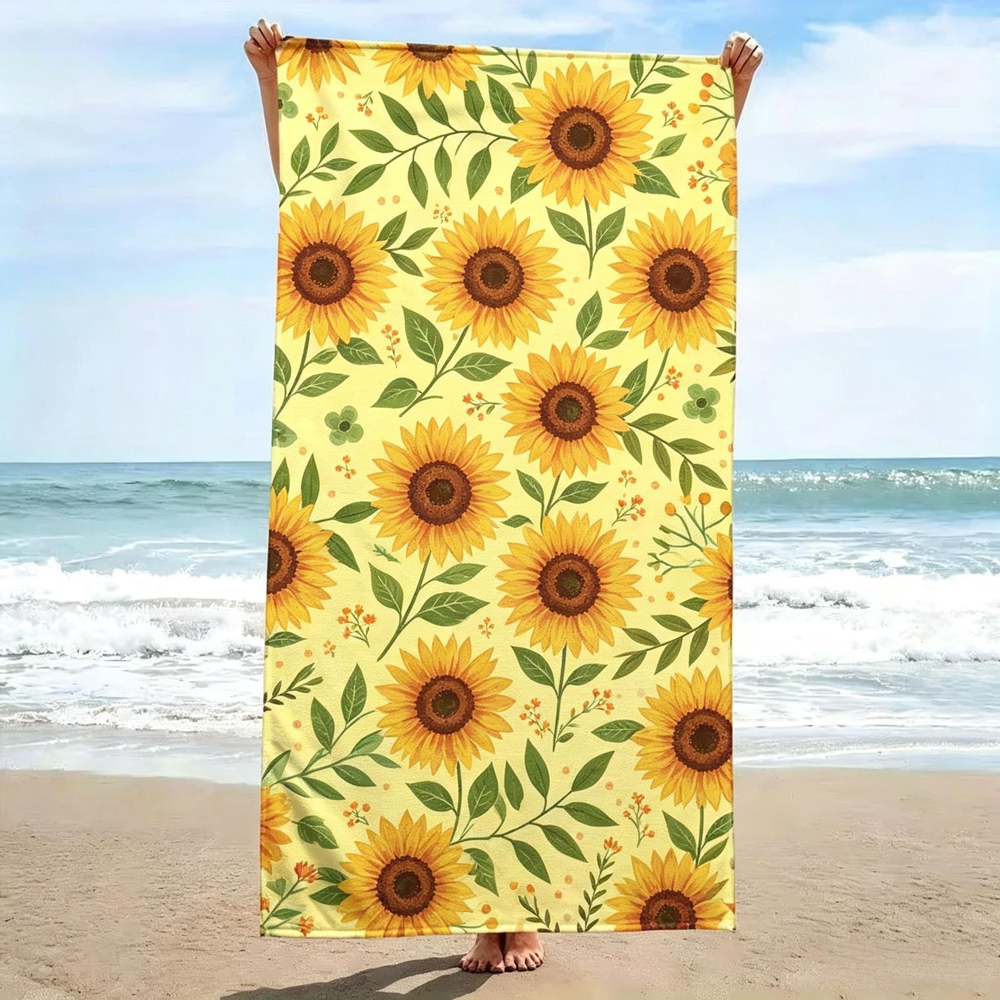 YZQGLHP Microfibre Quick Drying Sunflower Beach Towel 80x180cm
