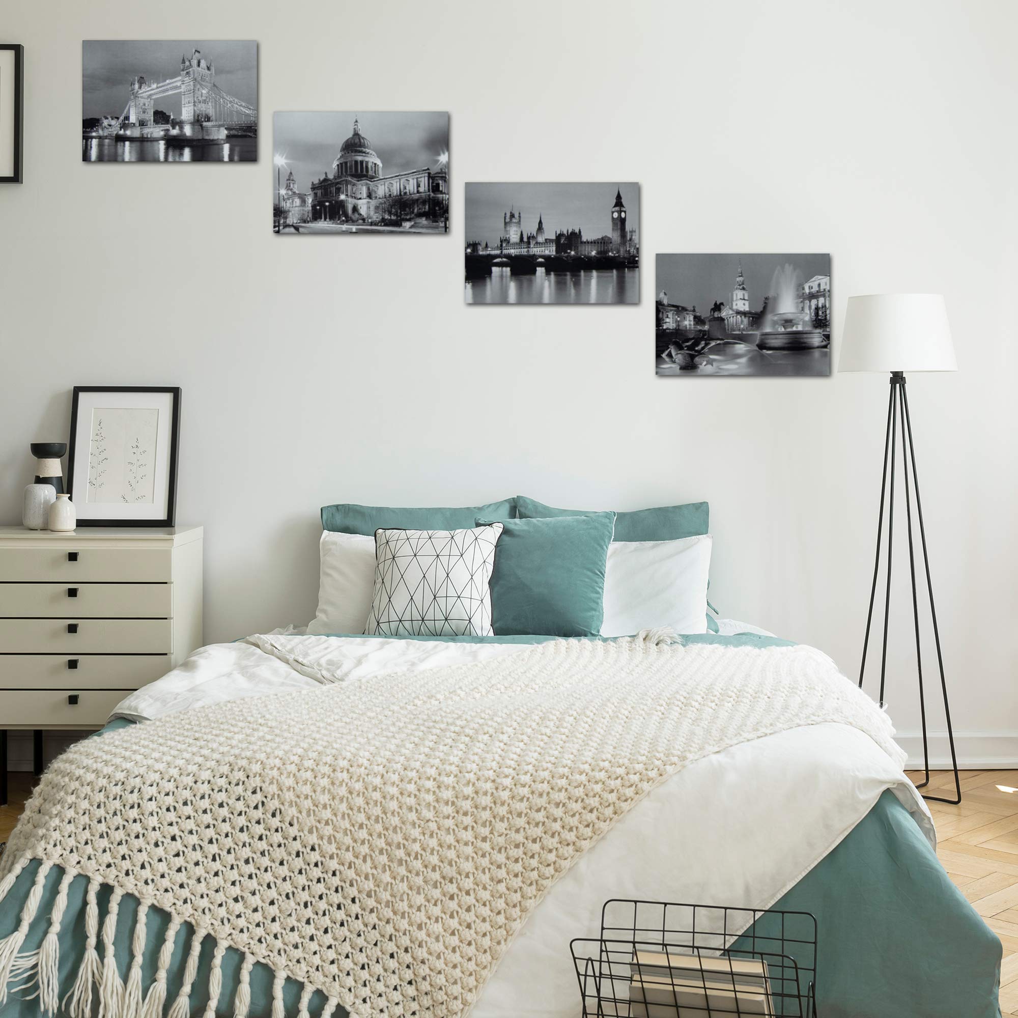 New Home Modern Wall Art Set Of 4 Black And White Prints Landscape