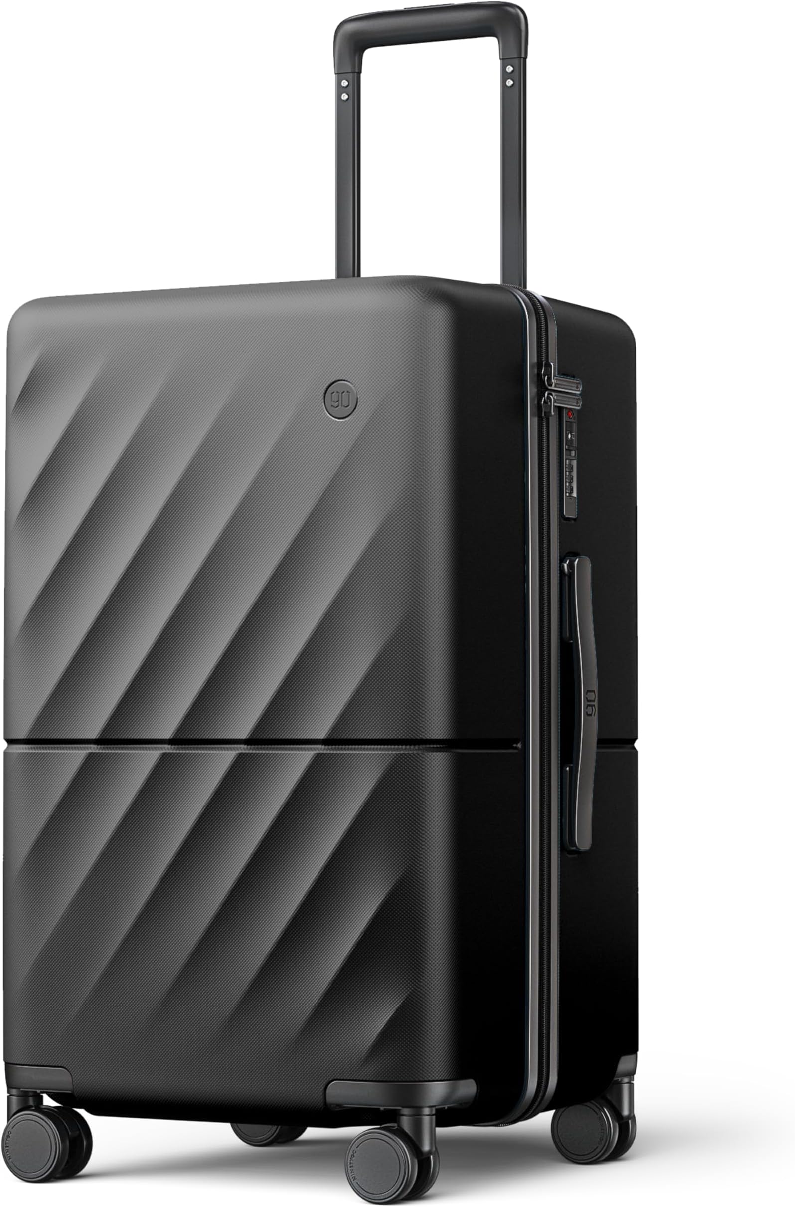 NINETYGOTrunk Luggage 22 Inch, Small Checked Luggage with Double Spinner Wheels, Anti-Burst Zipper, Hard Case PC Suitcase, Lightweight Travel Luggage, TSA Approved (Onyx Black, Hudson)
