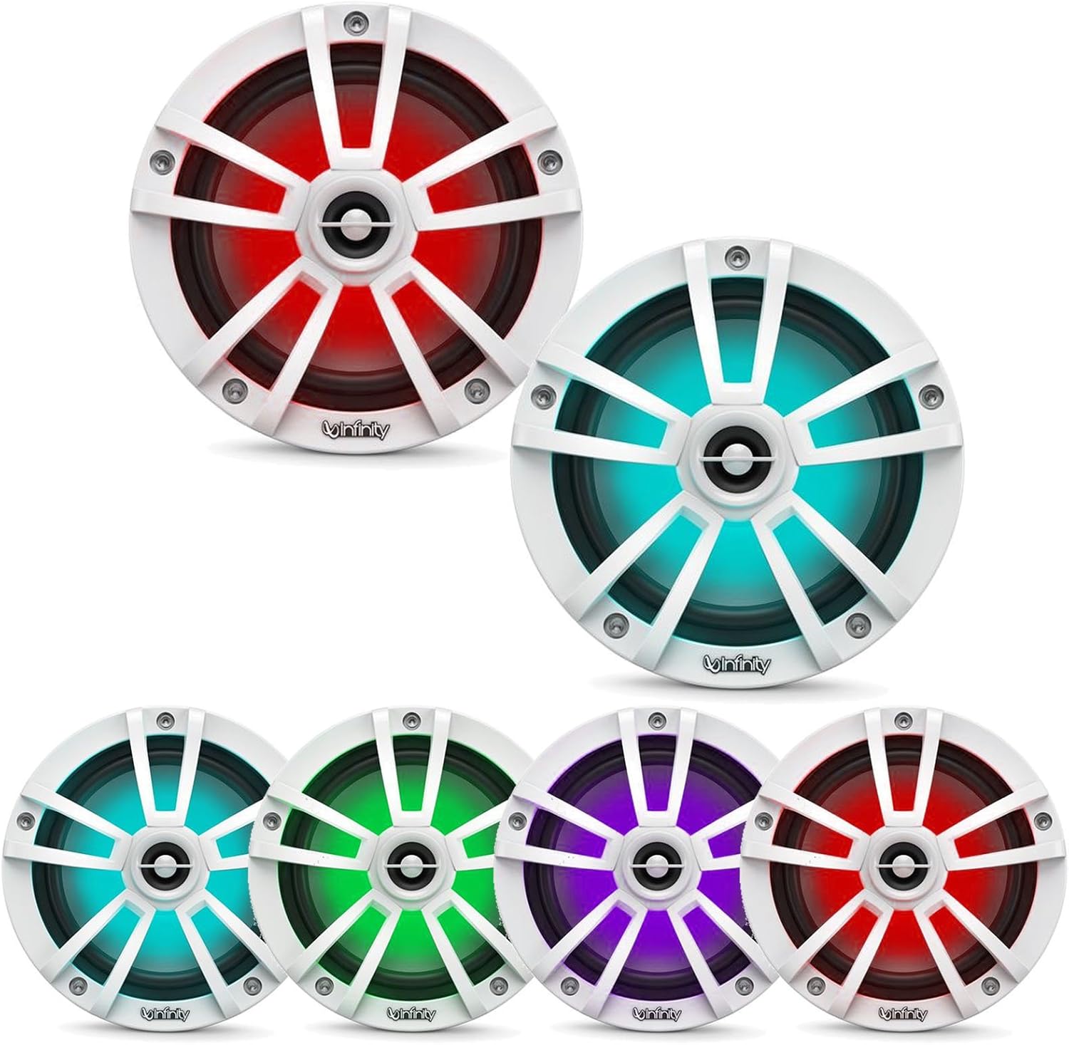 Bluetooth AM/FM Radio IP66 Multi-Element Digital Media Marine Audio Receiver Bundle Combo with 2 Pair (Qty 4) of 6.5" 225 Watt Waterproof Coaxial RGB LED White Boat Speakers, Speaker Wire