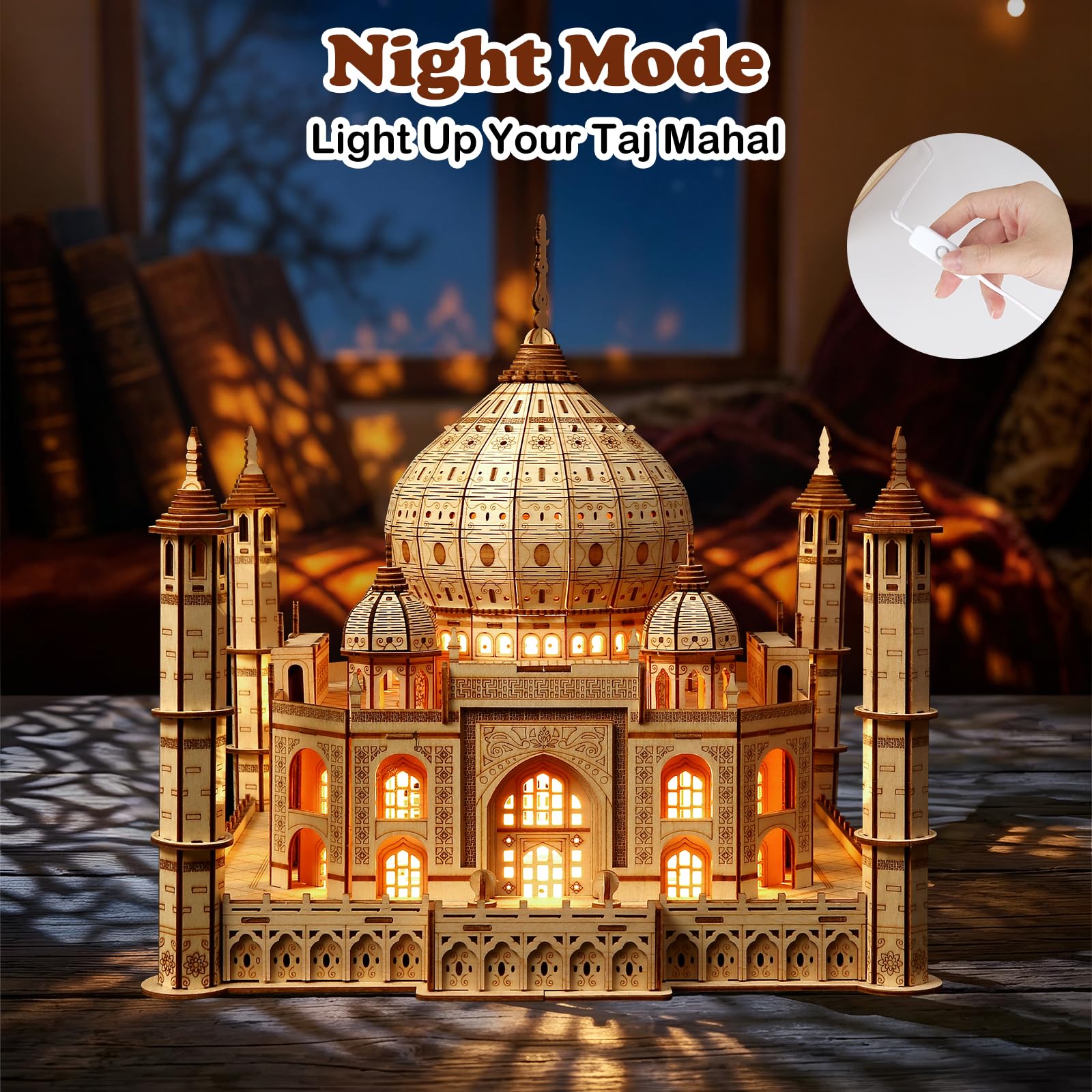 Cuteefun Puzzle 3D in Legno - Modello di Taj Mahal [388 Pcs] - Modellismo da Costruire Adulti, Regali Artigianali e Decorazioni, Idea Regalo per Compleanni, Natale