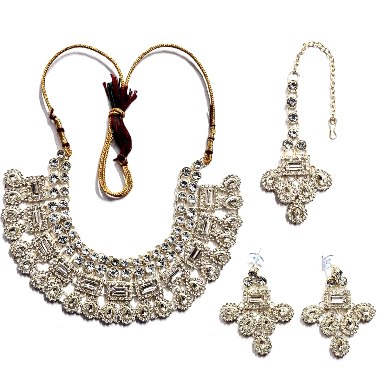 PKB111 Necklace Jewellery Set for Women, Silver Colour, with Earrings and Maang Tikka - Review, Price and Buying Guide