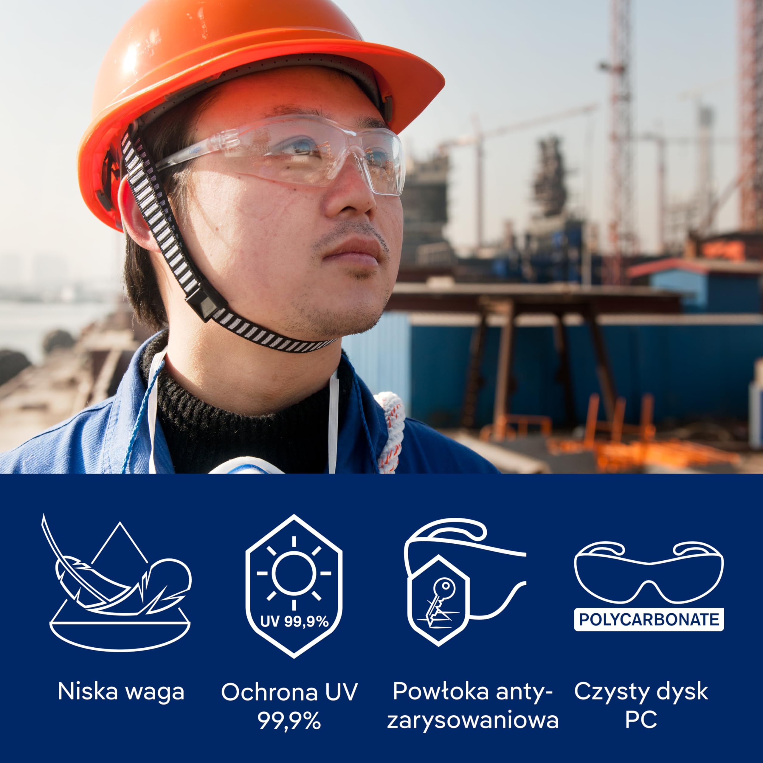 Okulary ochronne Dräger X-pect 8320-10 sztuk | Lekkie z dużym polem widzenia - Odporne na zarysowania, przeciwmgielne
