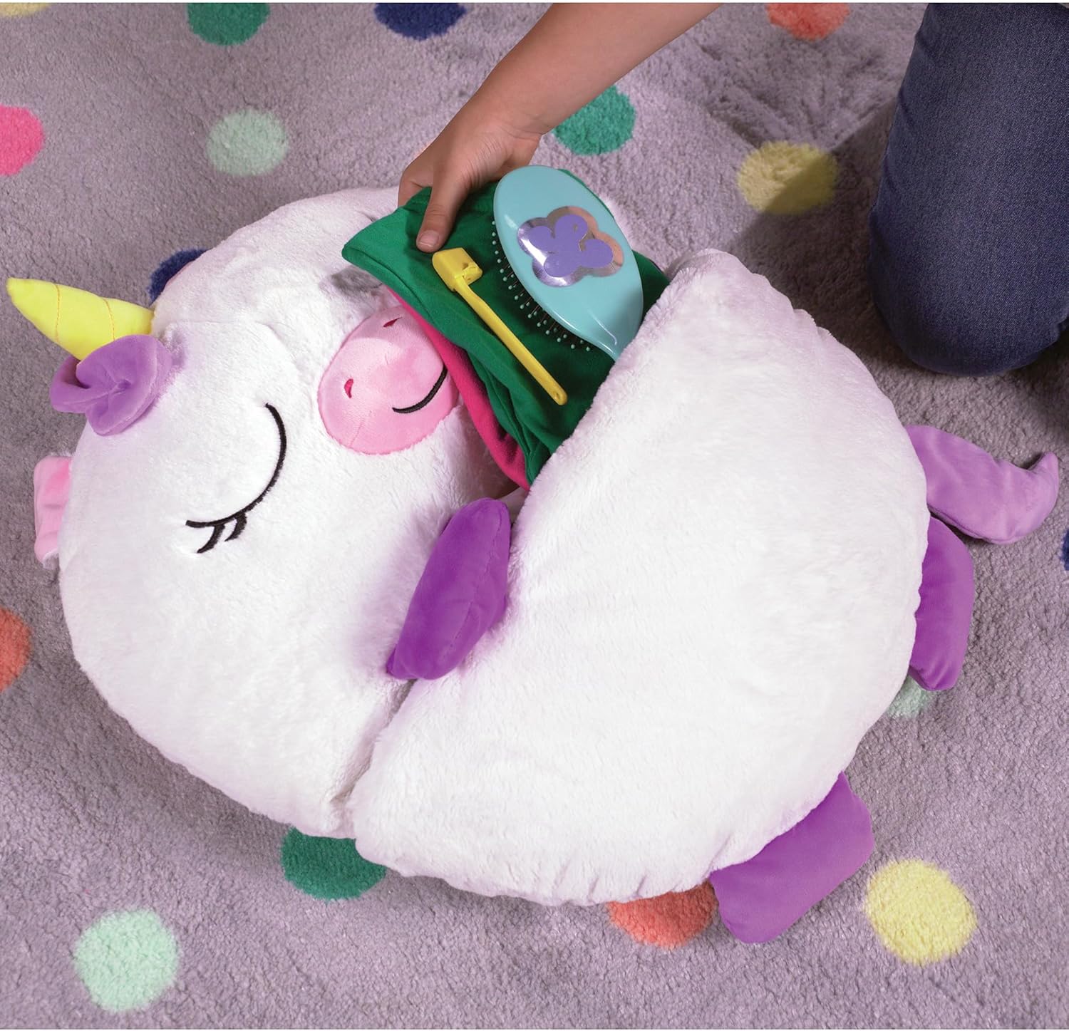 Happy Nappers: Pillow & Sleepy Sack: Large - White Unicorn - 66 x 30, 2-in-1: Plush Animal Opens to Sleeping Bag, Soft Play & Nap Character, Kids 3+