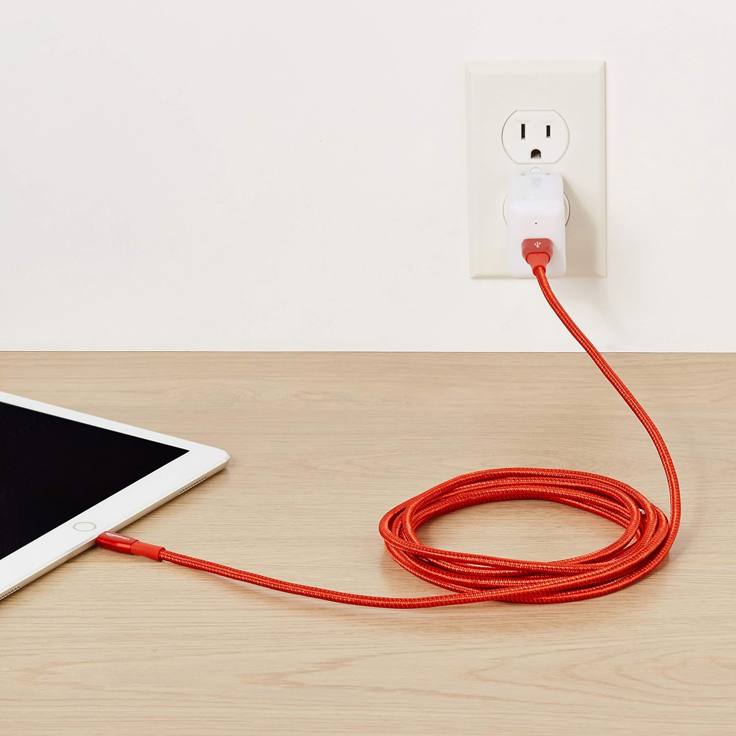  Basics Double Nylon Braided USB A Cable with Apple Lightning Connector, Premium Collection - 10-Foot, 12-Pack - Red : Electronics
