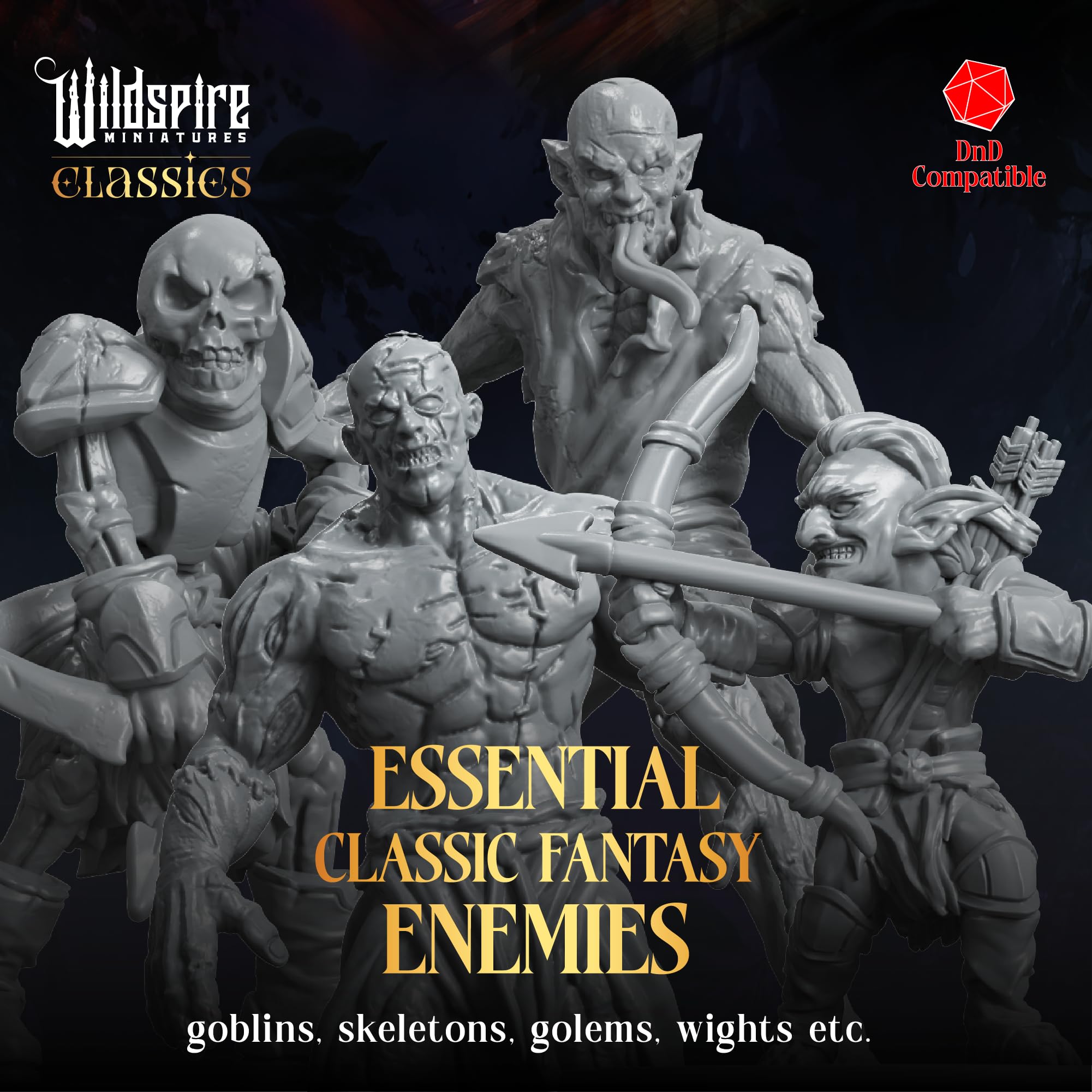 Horde Reinforcements Set - Monsters & Encounters for DND Miniatures Bulk Set 28mm Unpainted DND Minis for Dungeons Dragons | D&D Minis RPG Tabletop Gaming | Fantasy Figurines TTRPG I Realm Reforged
