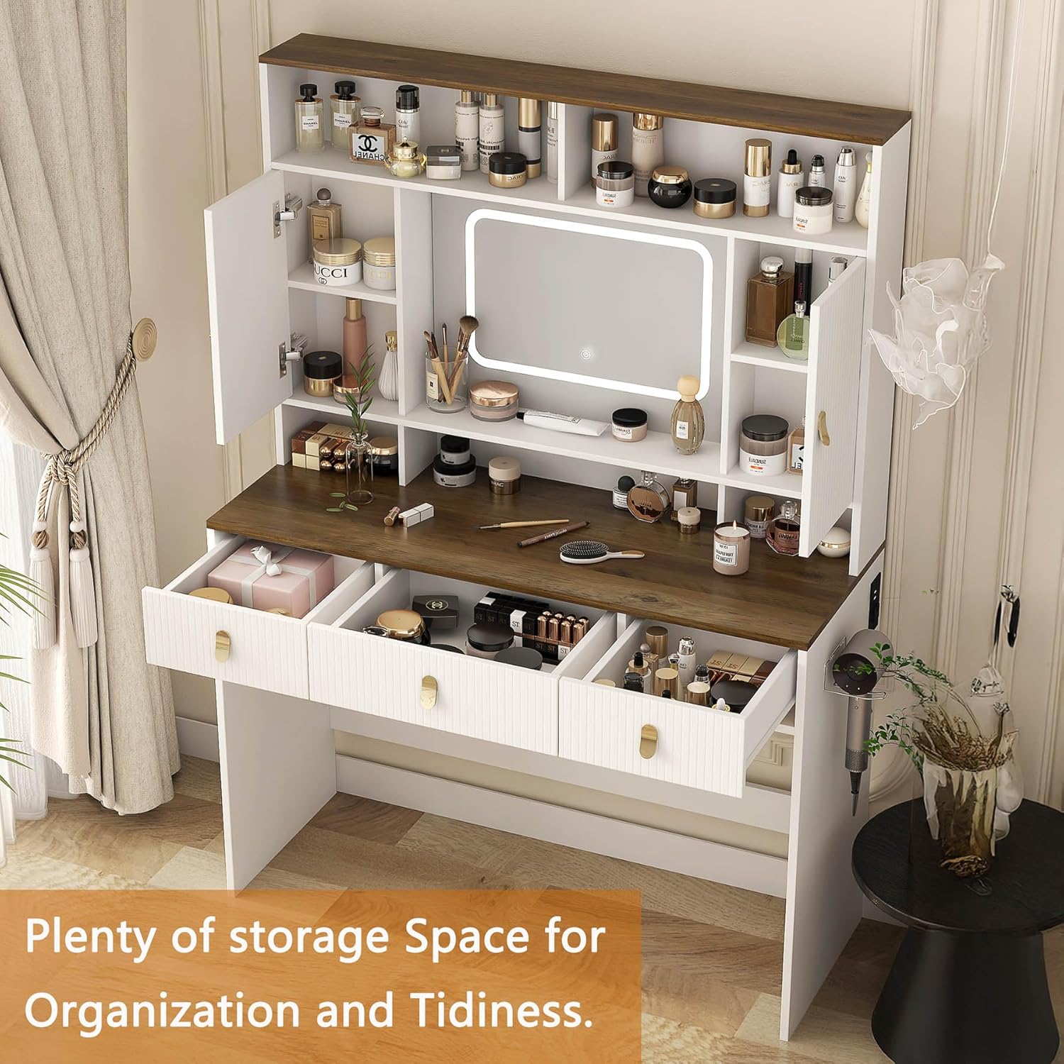 RIDFY Vanity Desk with Ample Storage and Drawers
