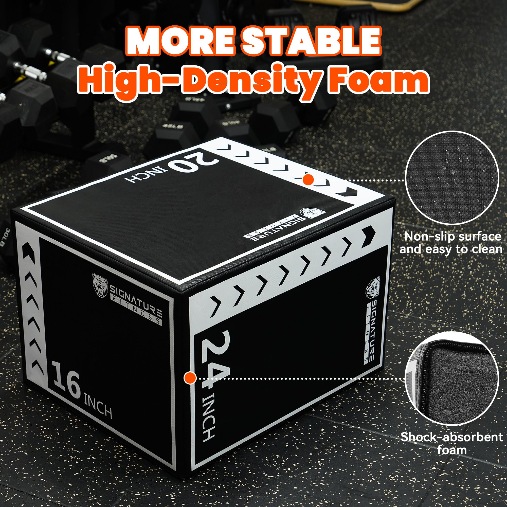 Snapklik.com : Plyo Box, 3-in-1 Foam Plyometric Jump Box, 16”x20”x24 ...