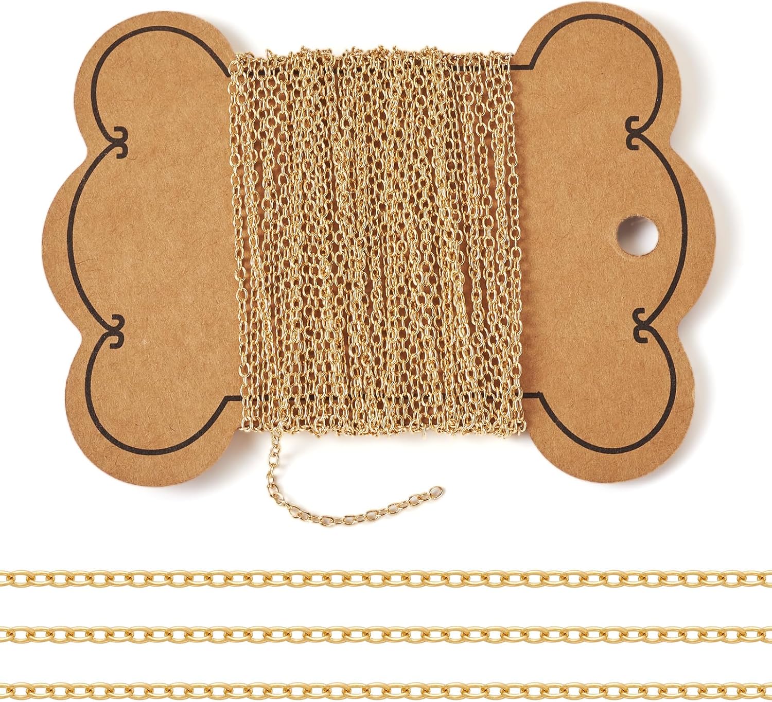 Craftdady 16.4 Feet 14K Gold Filled Brass Cable Chain for Jewelry Making Thin Link Necklace Chains Permanent Jewelry Chain Soldered Gold Oval Jewelry Making Chain for Choker Necklaces Jewelry Making