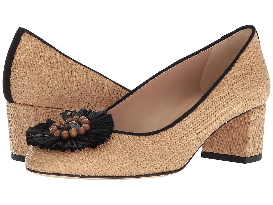 

L.K. Bennett Abella (Natural Raffia/Black Suede/Black Raffia Rosette) Women's 1-2 inch heel Shoes