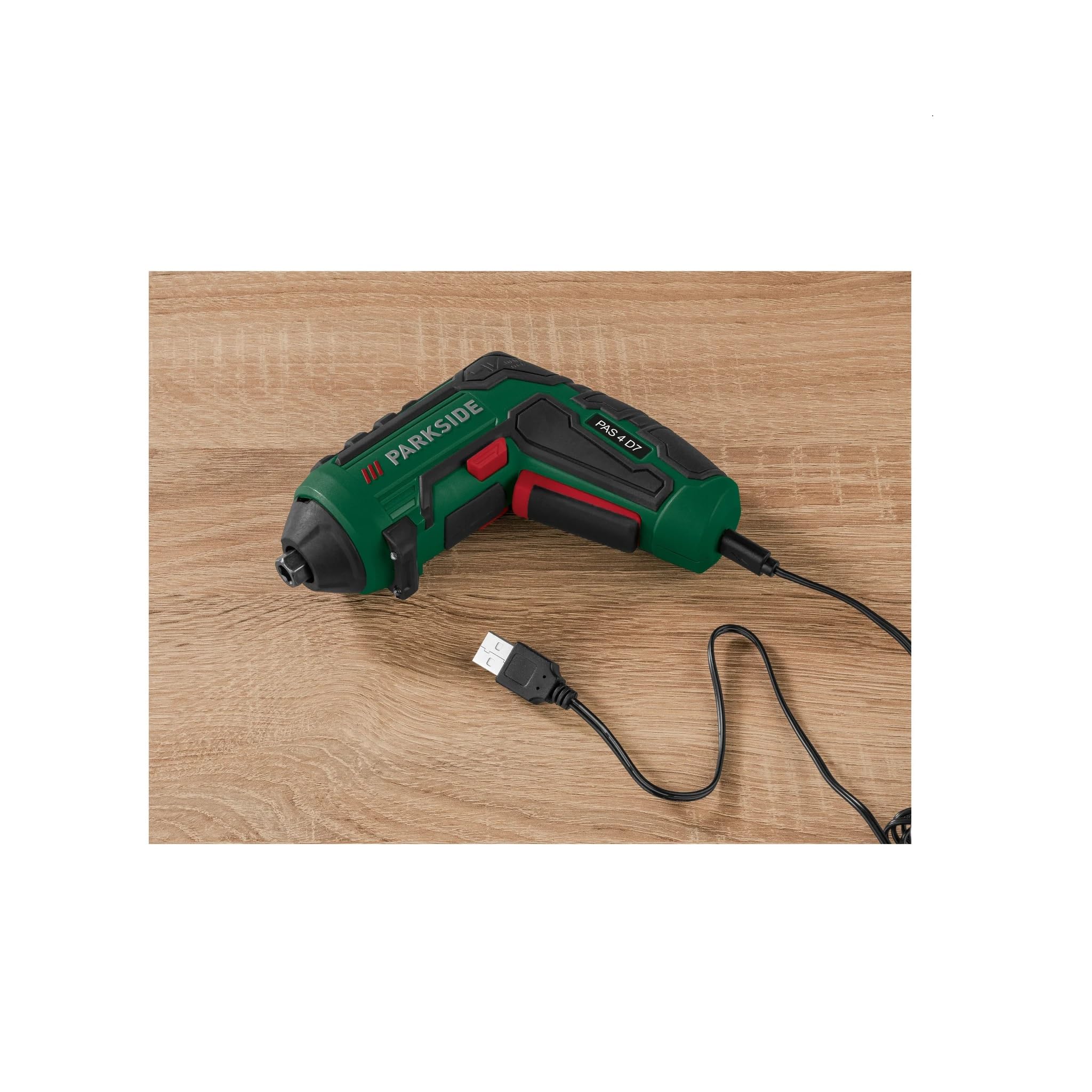 PARKSIDE Atornillador inalámbrico 4 V PAS 4 D7, con cable de carga USB, atornillador taladro a batería