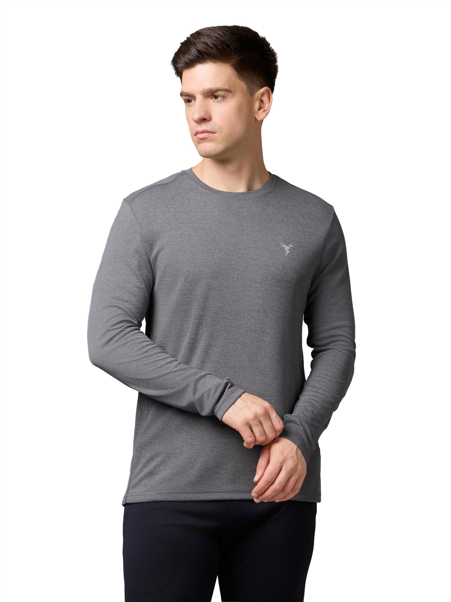 technosport Men's Slim Fit Self-Design Long Sleeve T-Shirt, Double Cool Quick Dry Polyester Sports Tee for Gym, Running, Training, Sports-picture-5