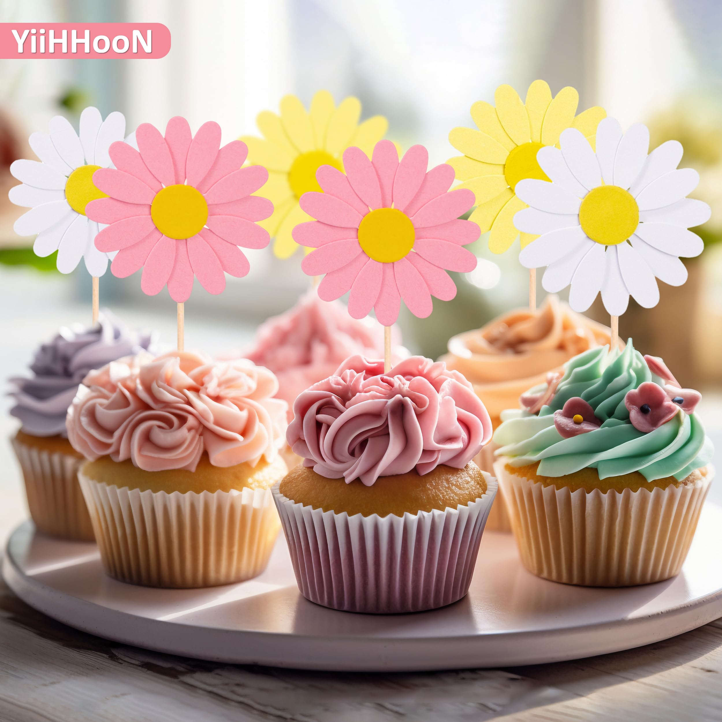 20 Decorazioni Per Cupcake A Forma Di Margherita - Stuzzicadenti Floreali Per Torte, Feste Estive E Compleanni