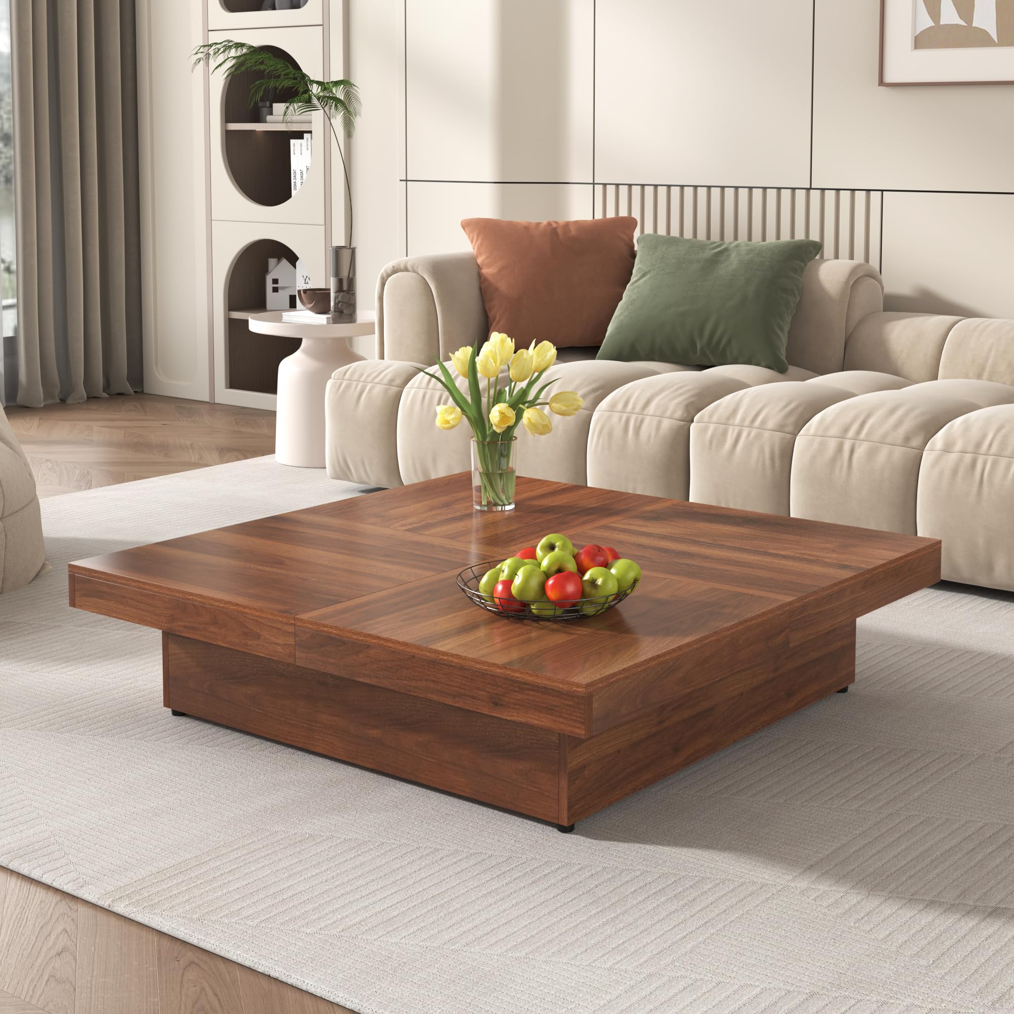 Amazon.com: Merax 39.4'' Square Coffee Table, Sliding Top with