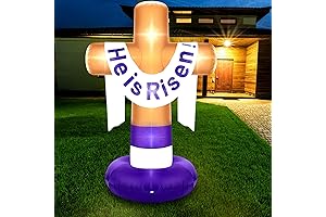 Suzile 6ft Easter He is Risen Inflatable Outdoor Cross Yard Garden Christian Decoration