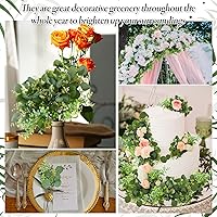 Vista 7 de Yunsailing 100 Pcs Faux Eucalyptus Stems with White Seeds Artificial Eucalyptus Leaves Greenery Decor Fake Leaf Branches for Wedding Bouquets