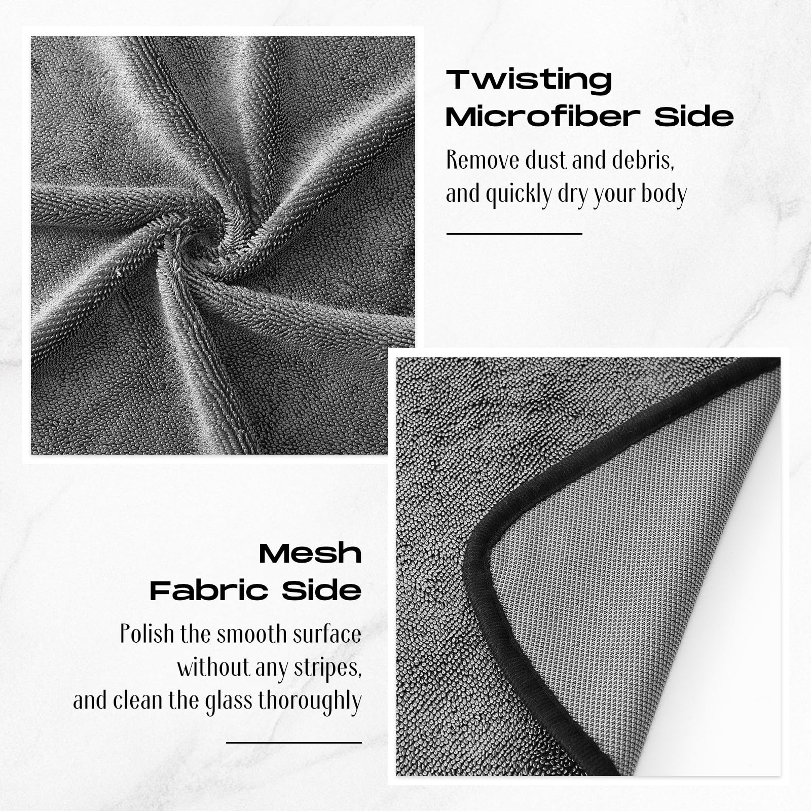 Peryiter 6 Pack Bath Wipes Shower Cleaning Cloths 16x16 Inch Car Drying Towels Absorbent Microfiber Shower Towel Drying Cleaning Cloths for Window Car Glass Shiny Surface