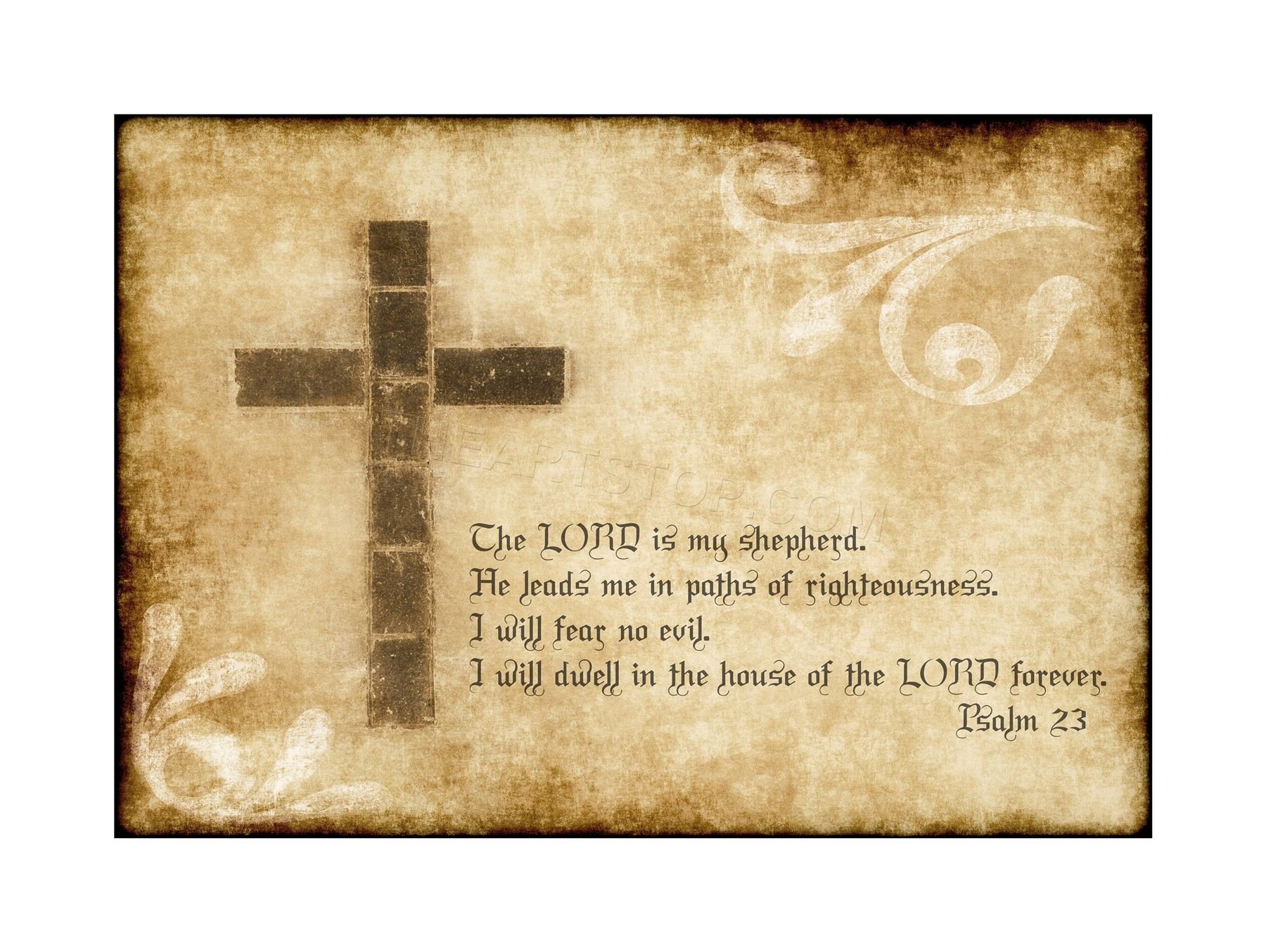 Wee Blue Coo Quote Psalm 23 Lord Shepherd Cross Christian Religion Wall Art Print